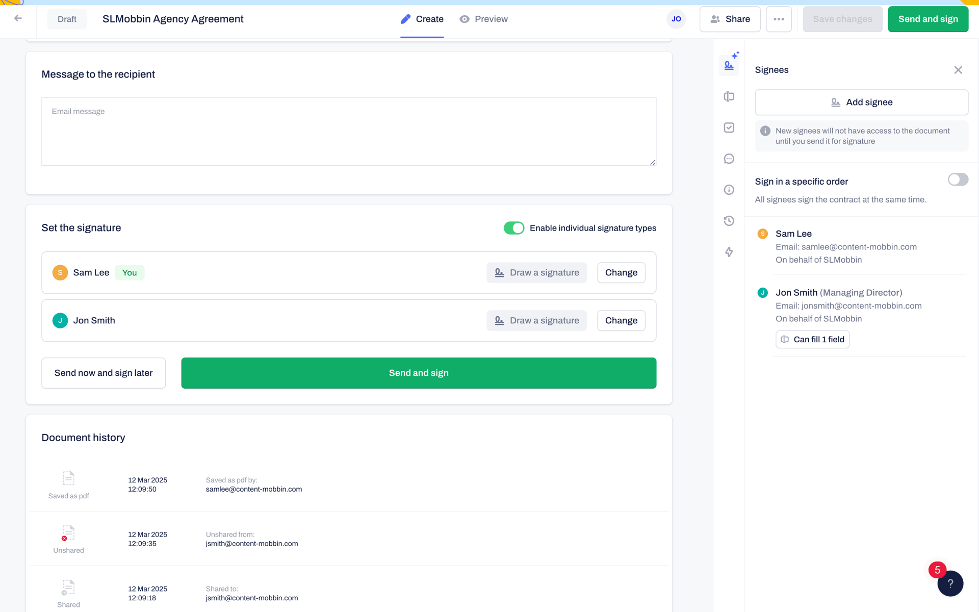 Contractbook Web Business interface screenshot 18