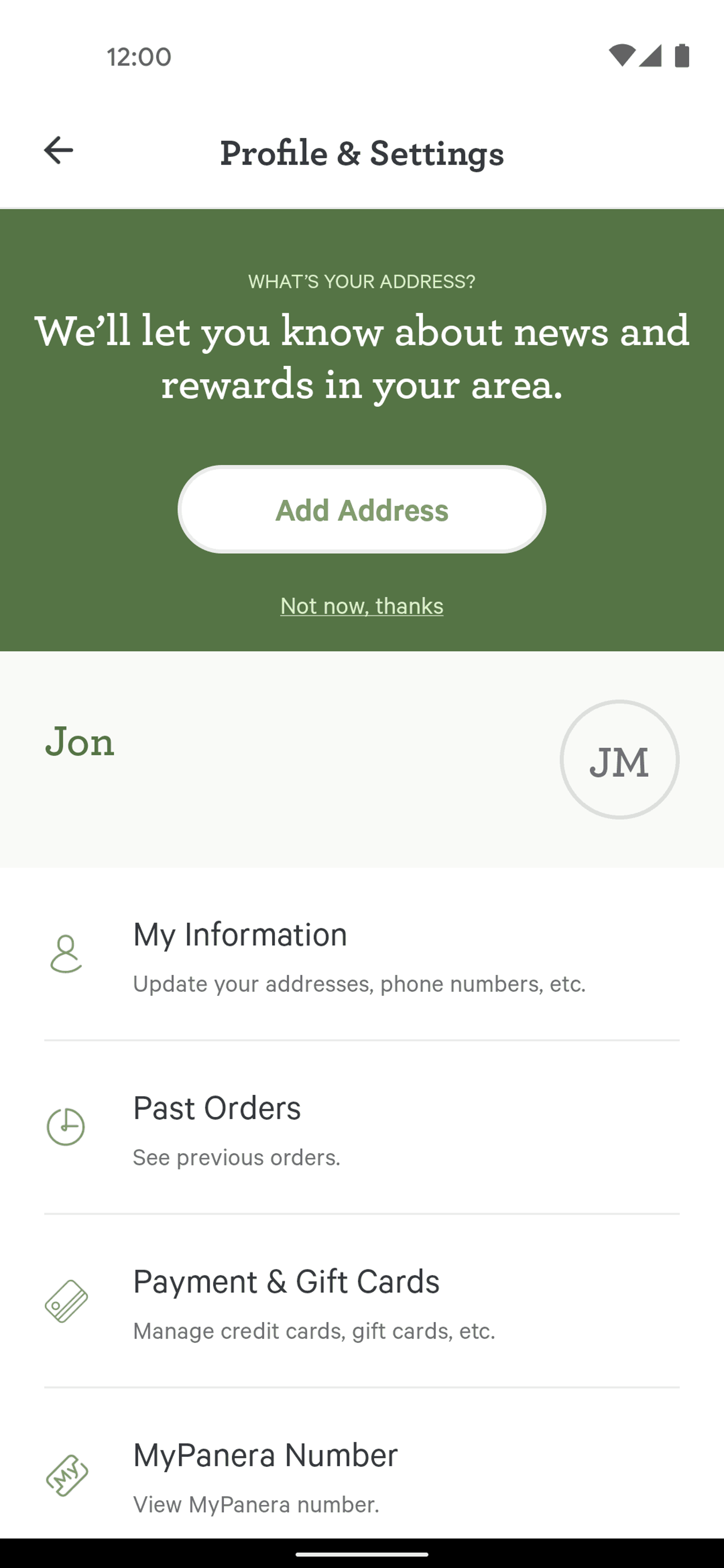 Panera Bread Android Food & Drink interface screenshot 19