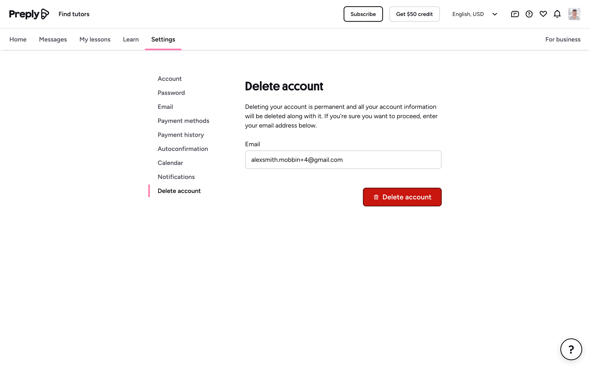 Preply Web Education interface screenshot 2
