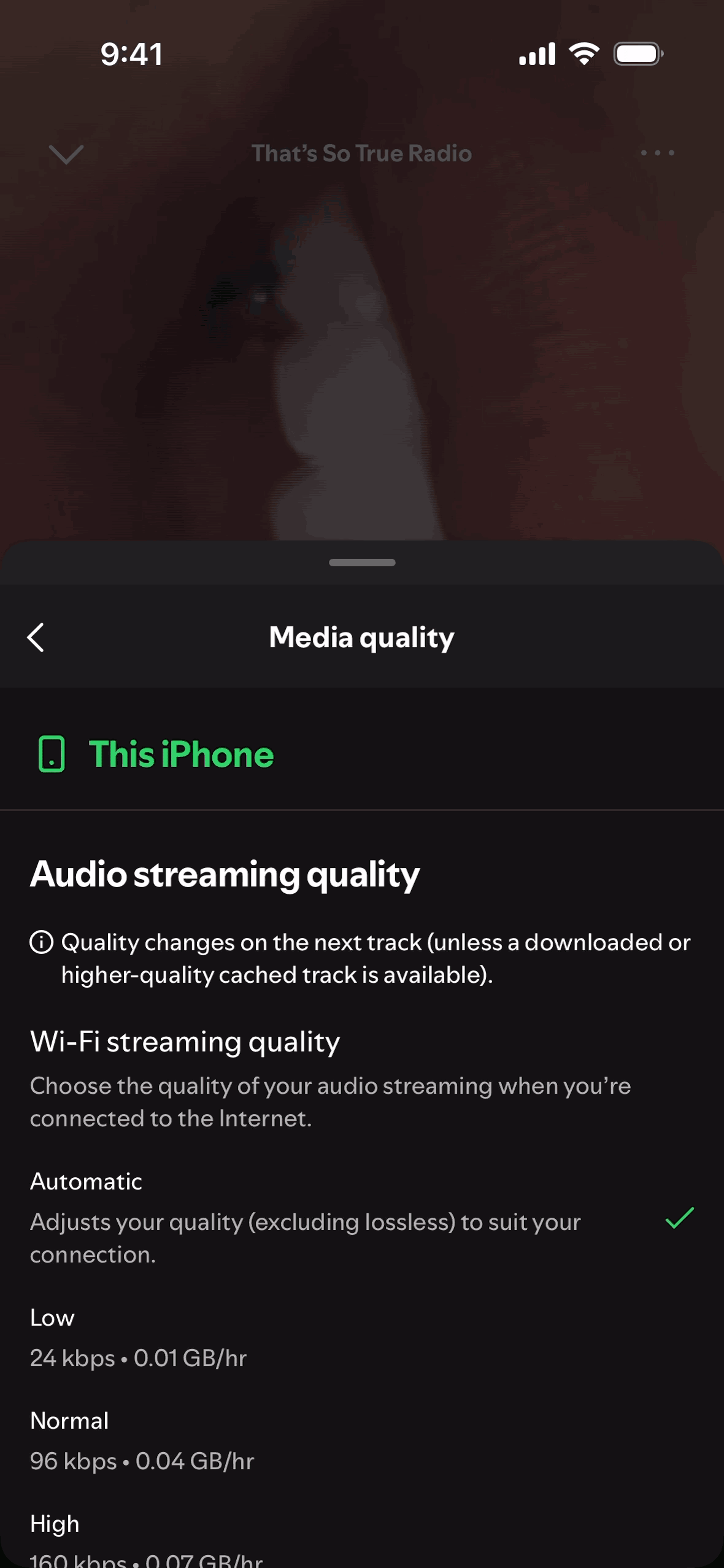 Spotify iOS Music & Audio interface screenshot 10