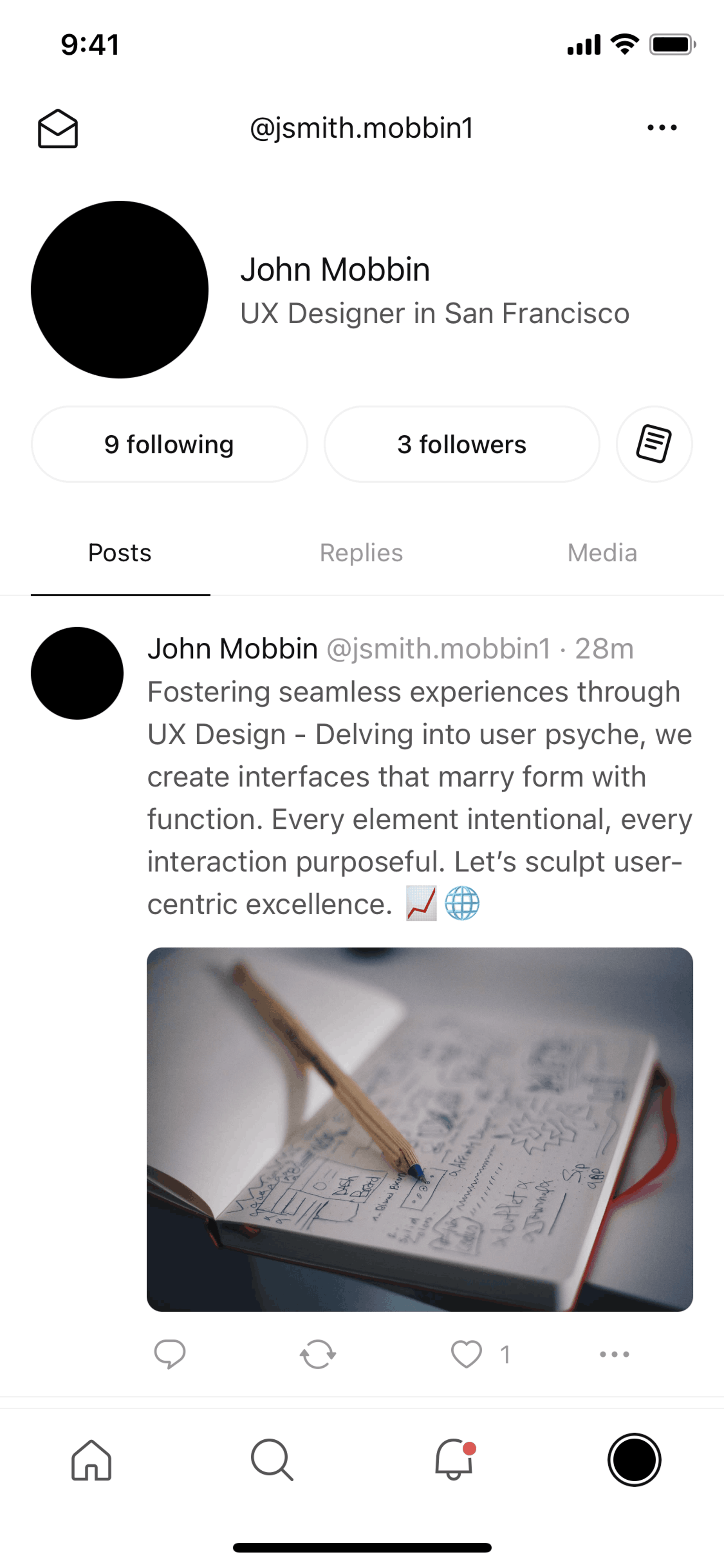 Posts iOS Social Networking interface screenshot 2