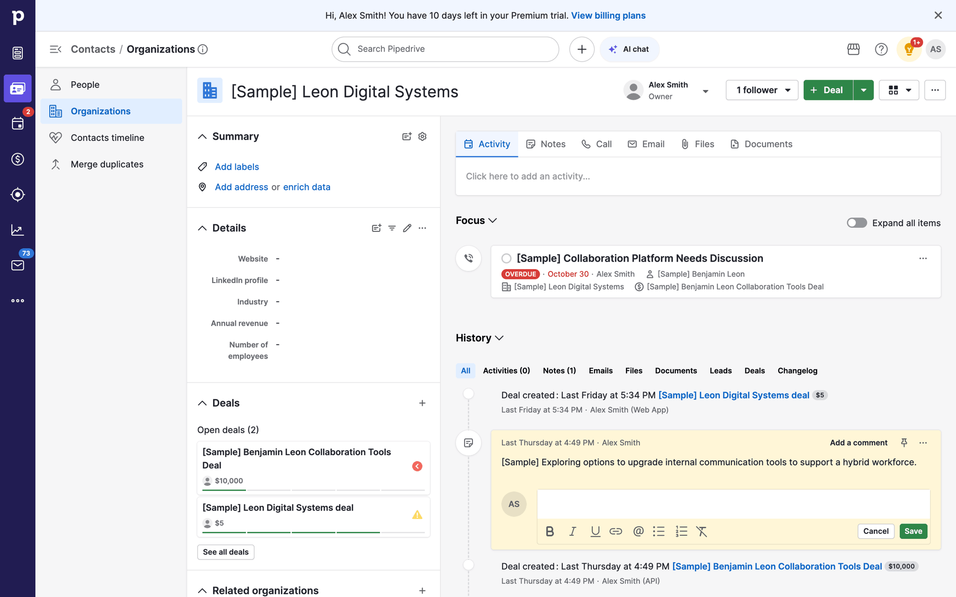Pipedrive Web CRM interface screenshot 19