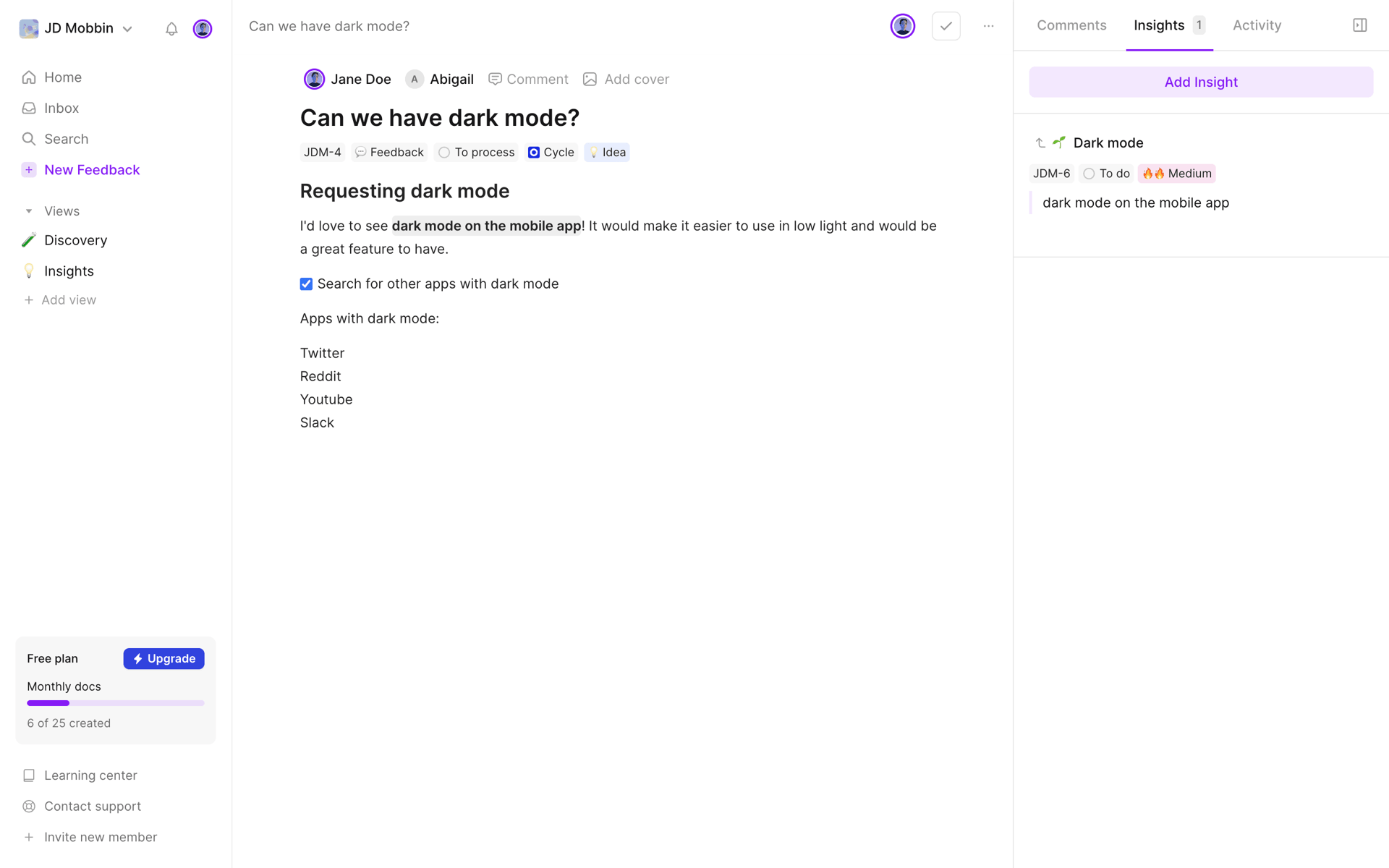 Cycle Web Productivity interface screenshot 6