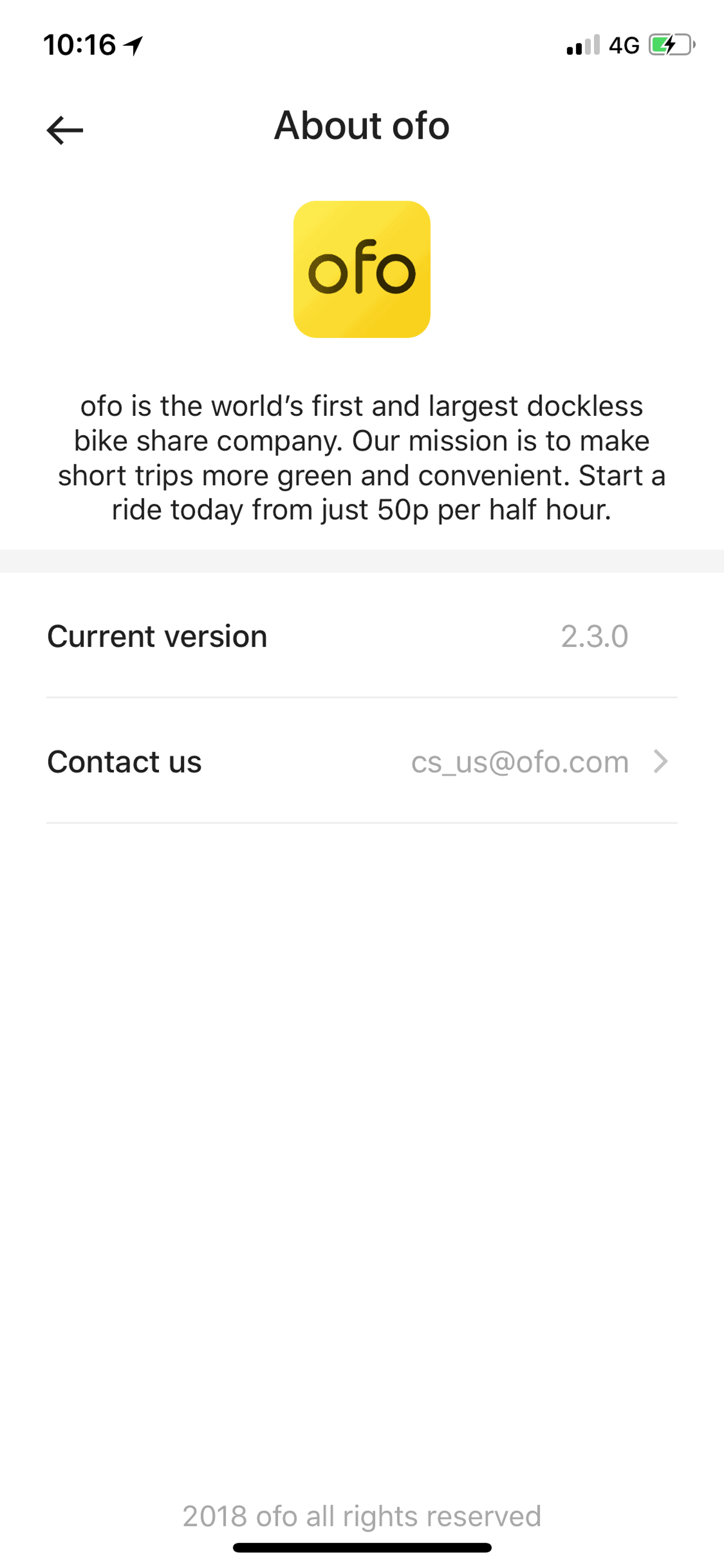 ofo iOS Travel & Transportation interface screenshot 17