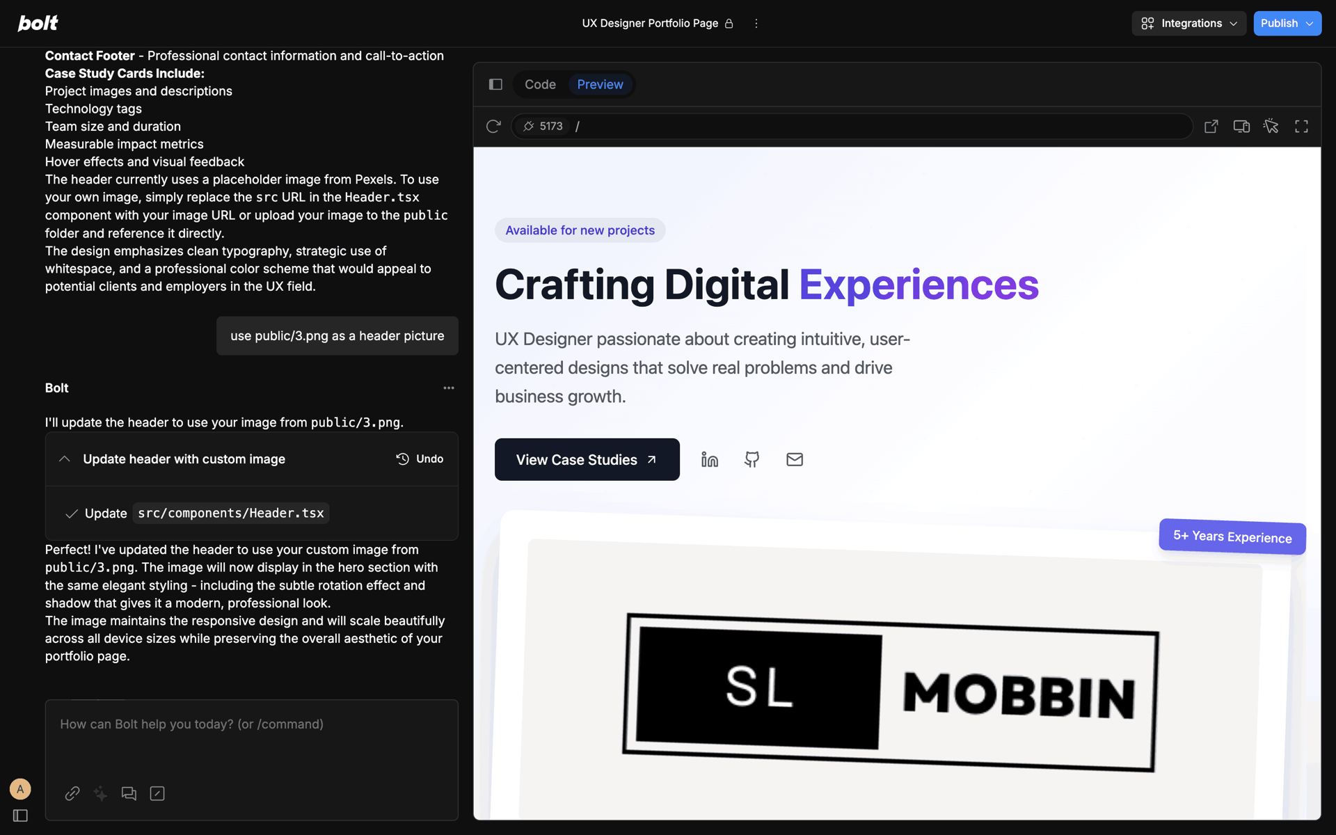 Bolt.new Web Developer Tools interface screenshot 22