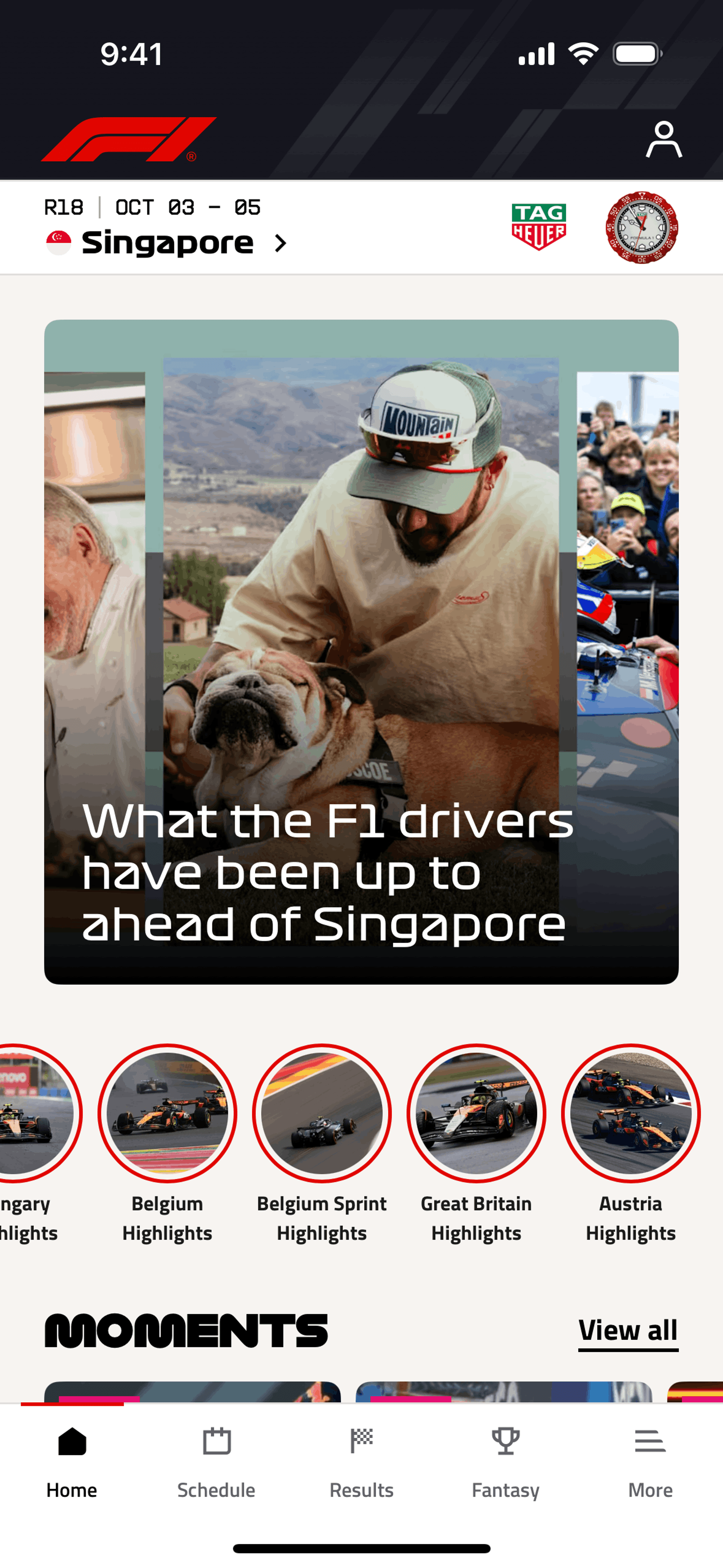 Formula 1® iOS Sports interface screenshot 11