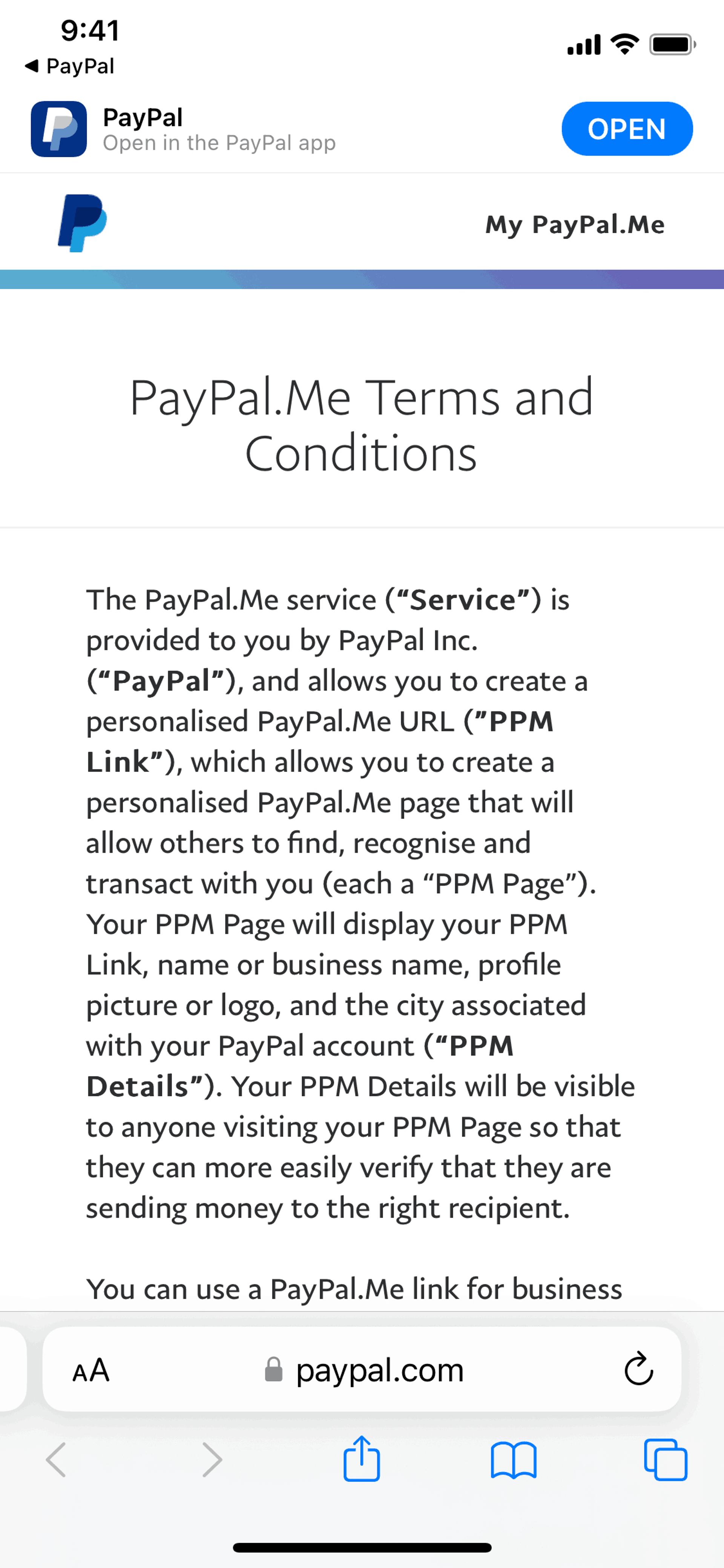PayPal iOS Finance interface screenshot 24