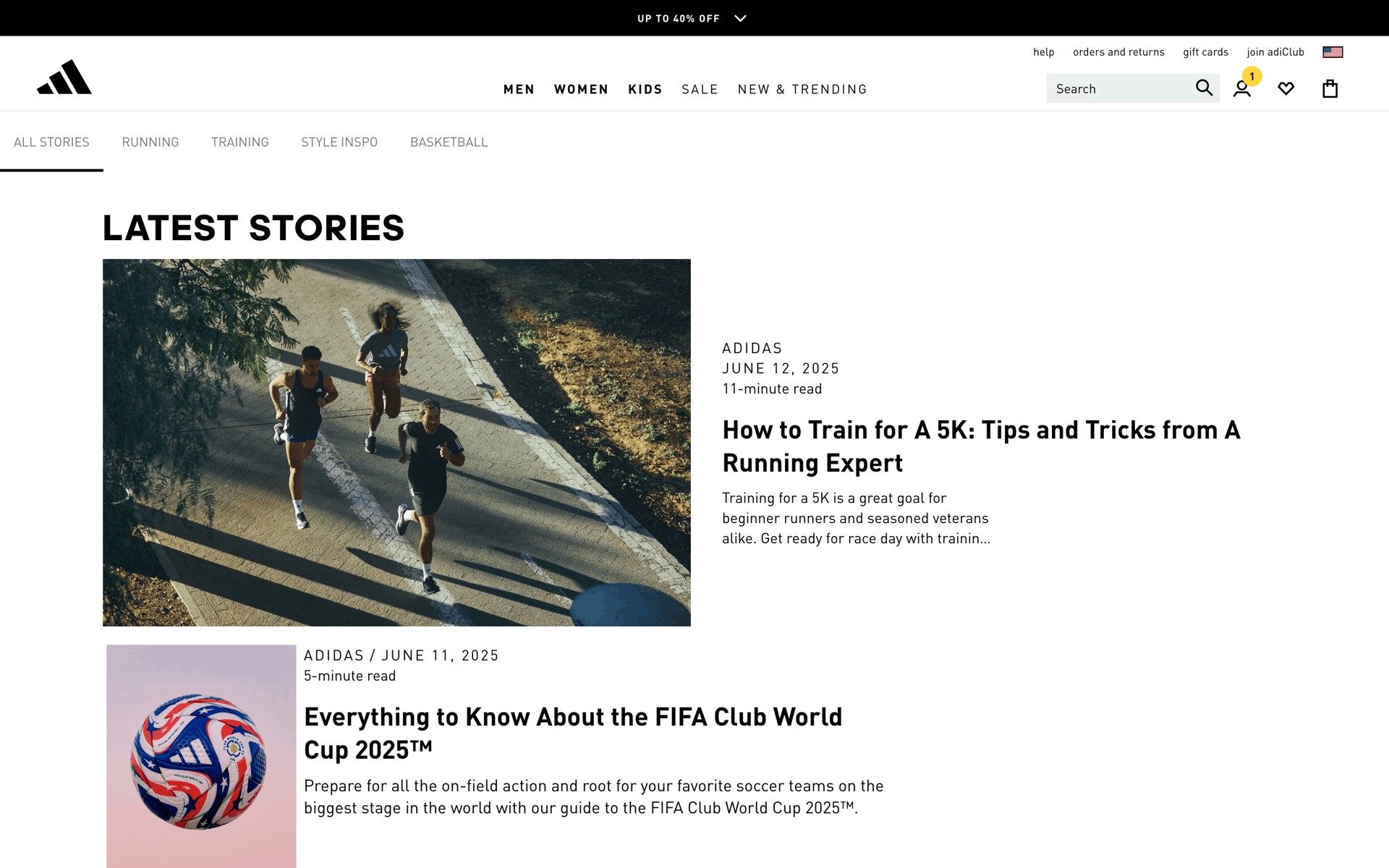 adidas Web Sports interface screenshot 21
