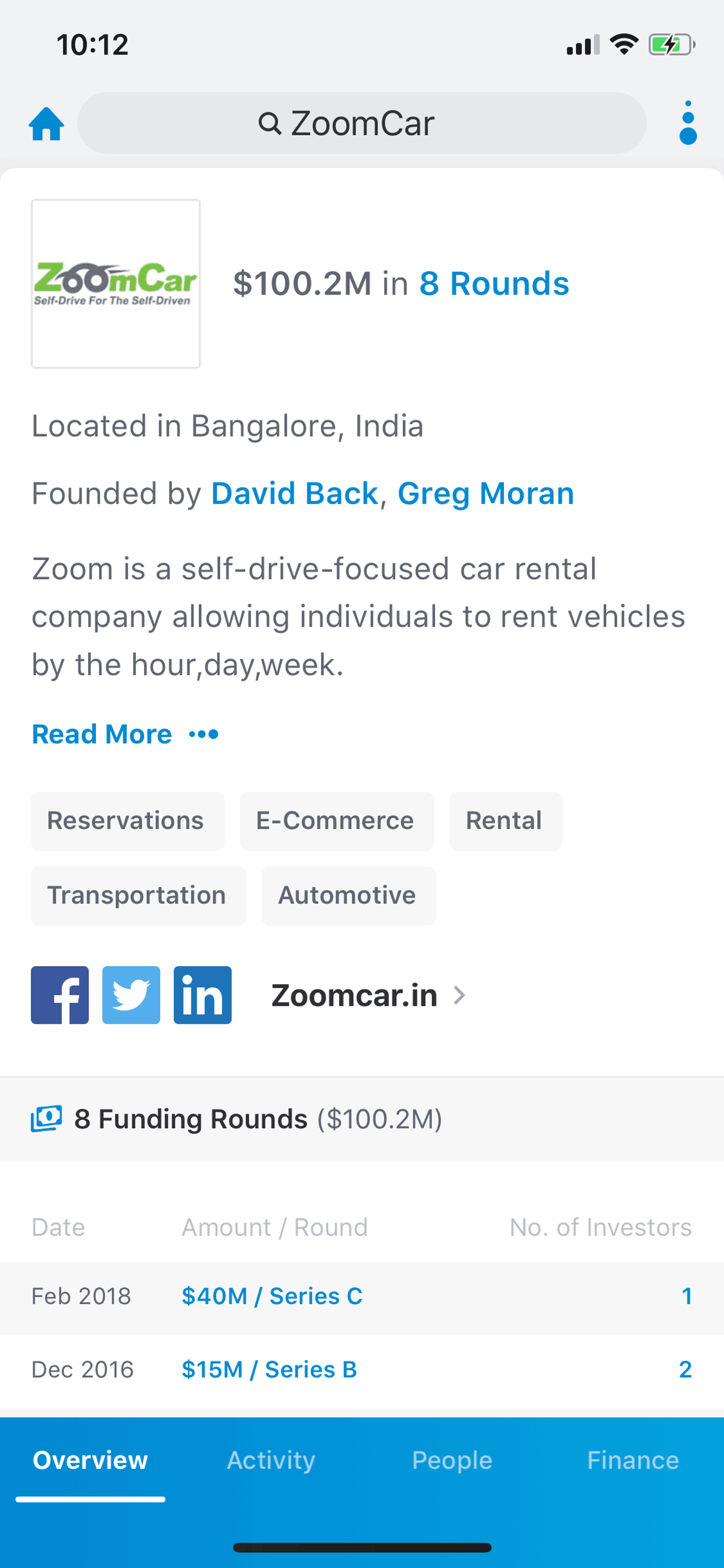 Crunchbase iOS Business interface screenshot 13