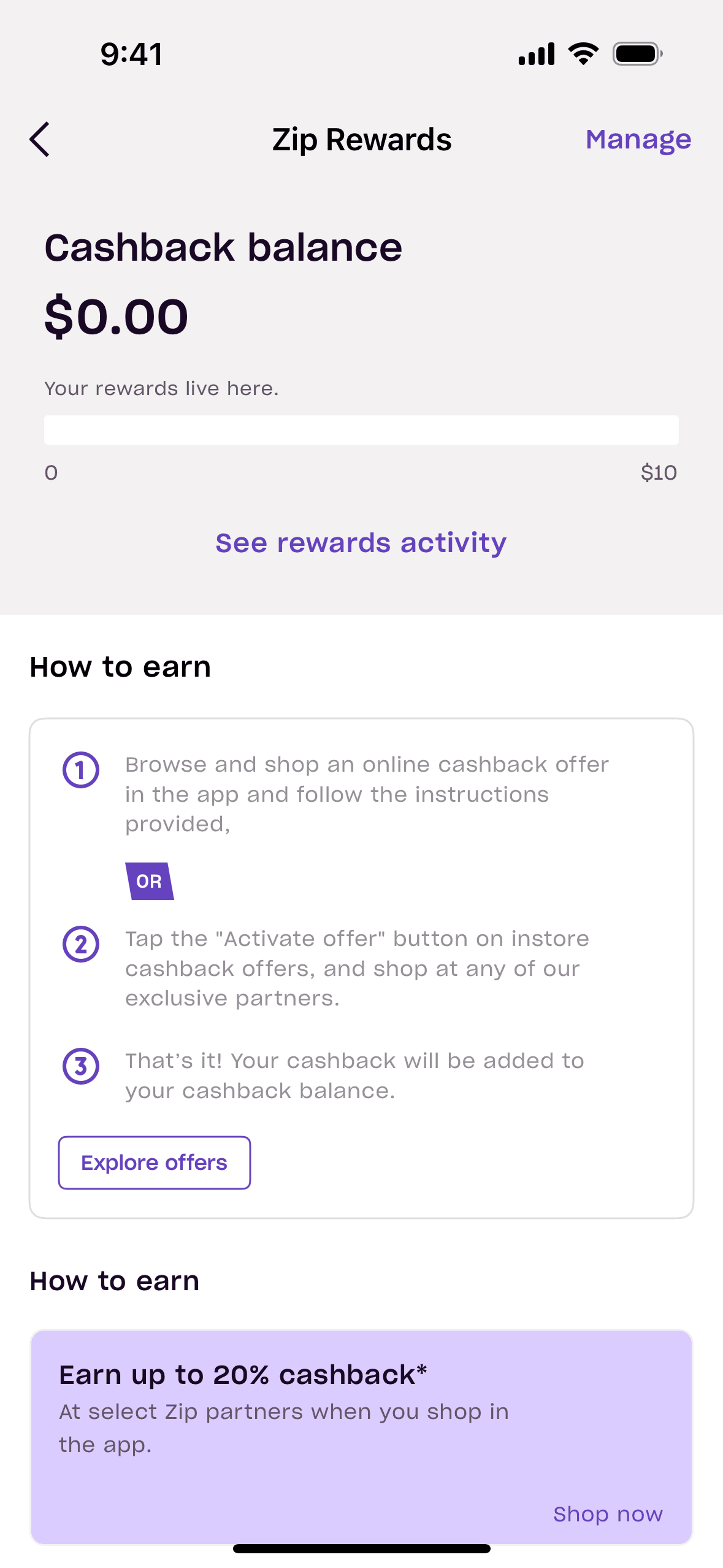 Zip iOS Finance interface screenshot 15