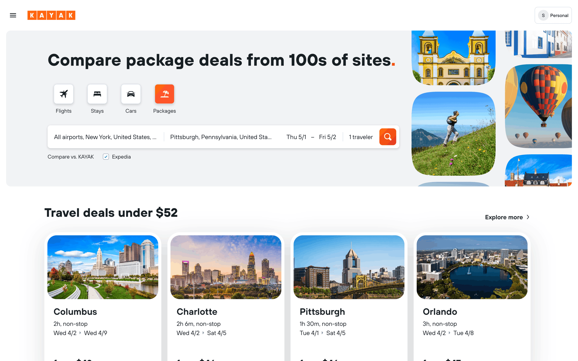KAYAK Web Travel & Transportation interface screenshot 15