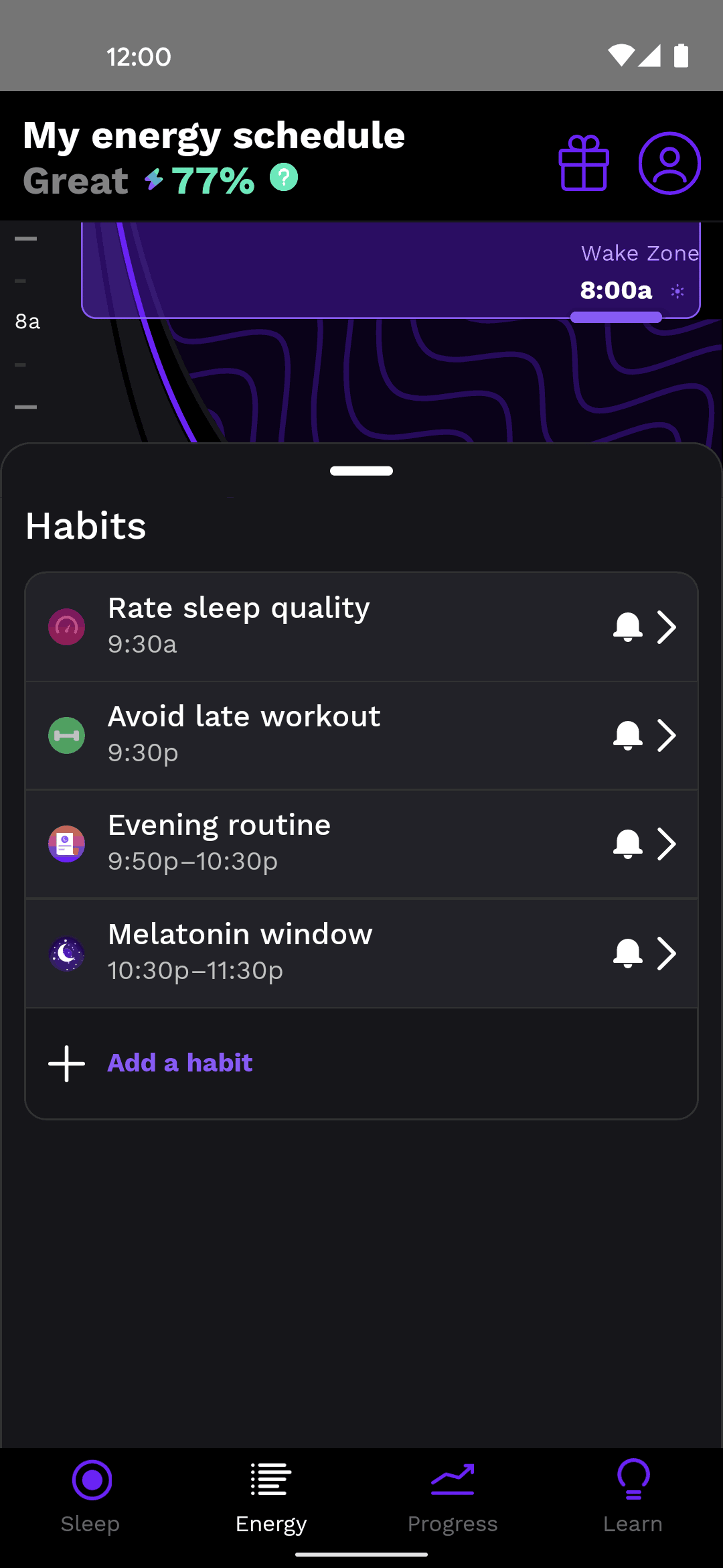 Rise Android Health & Fitness interface screenshot 3