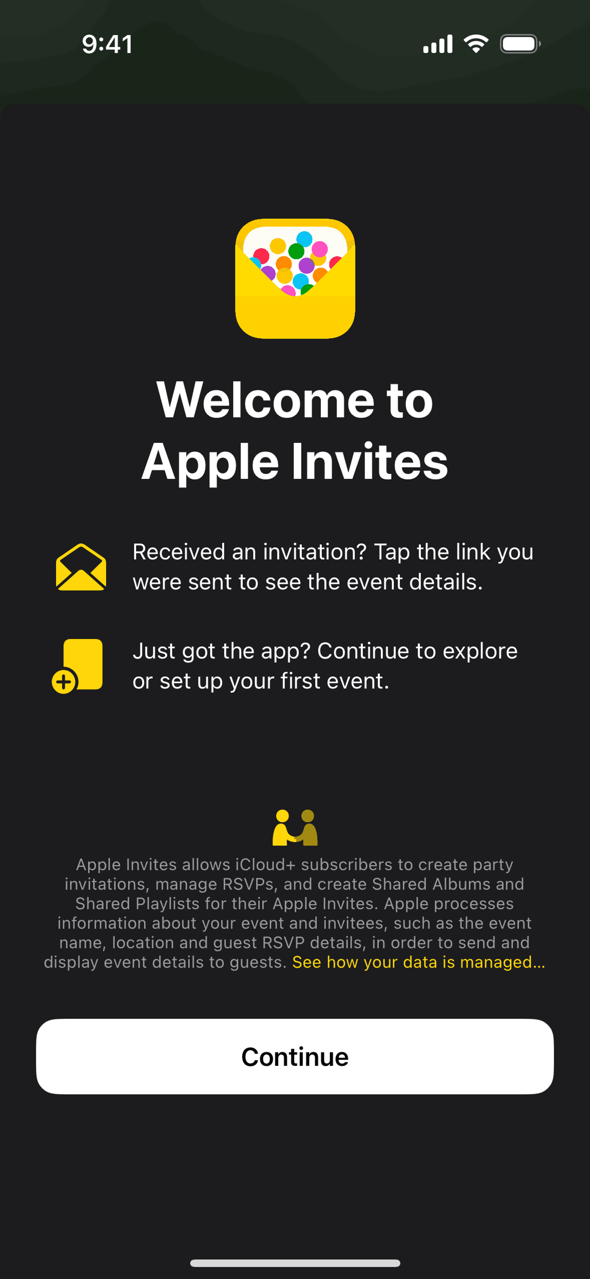 Apple Invites iOS Lifestyle interface screenshot 1