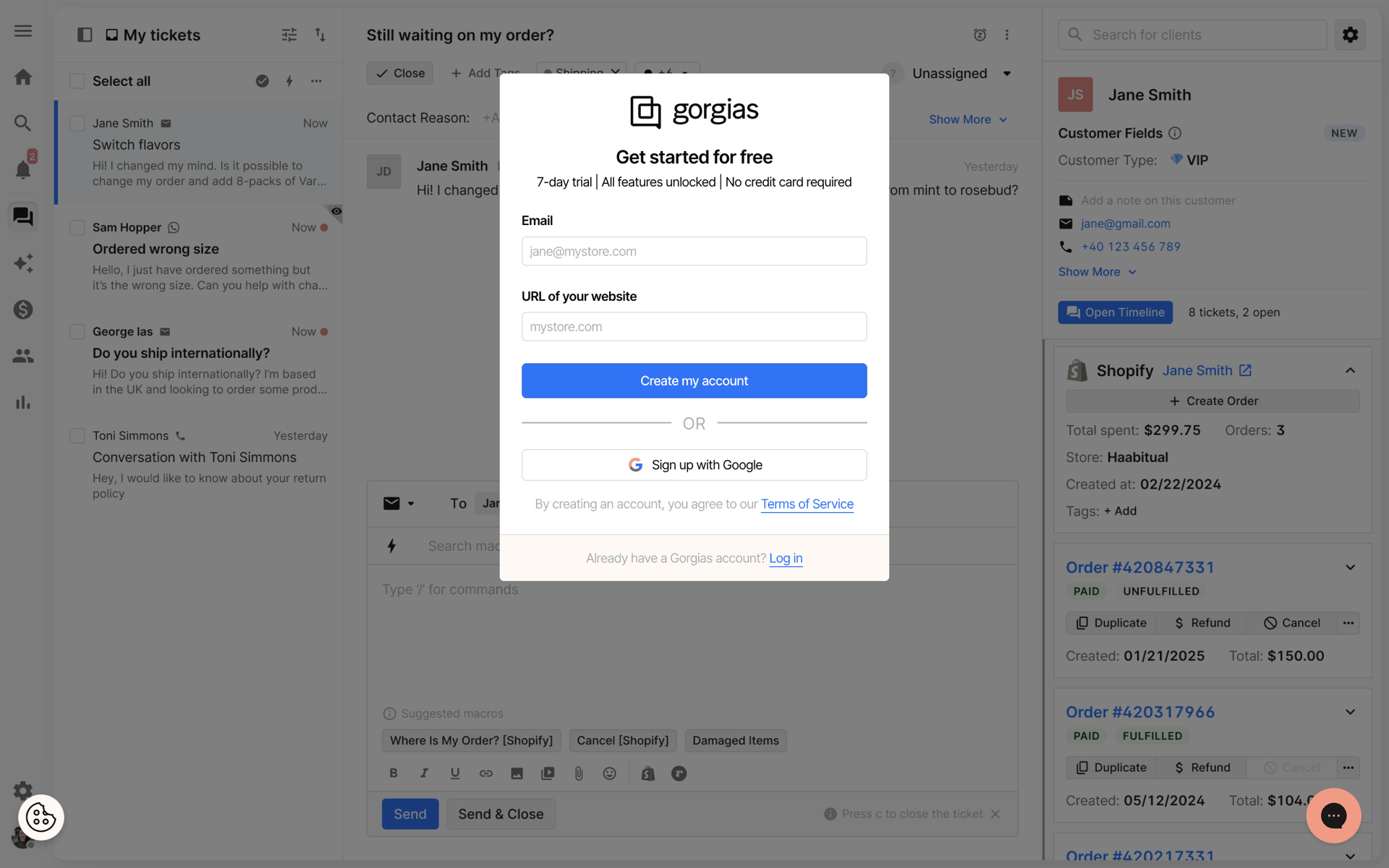 Gorgias Web Business interface screenshot 23