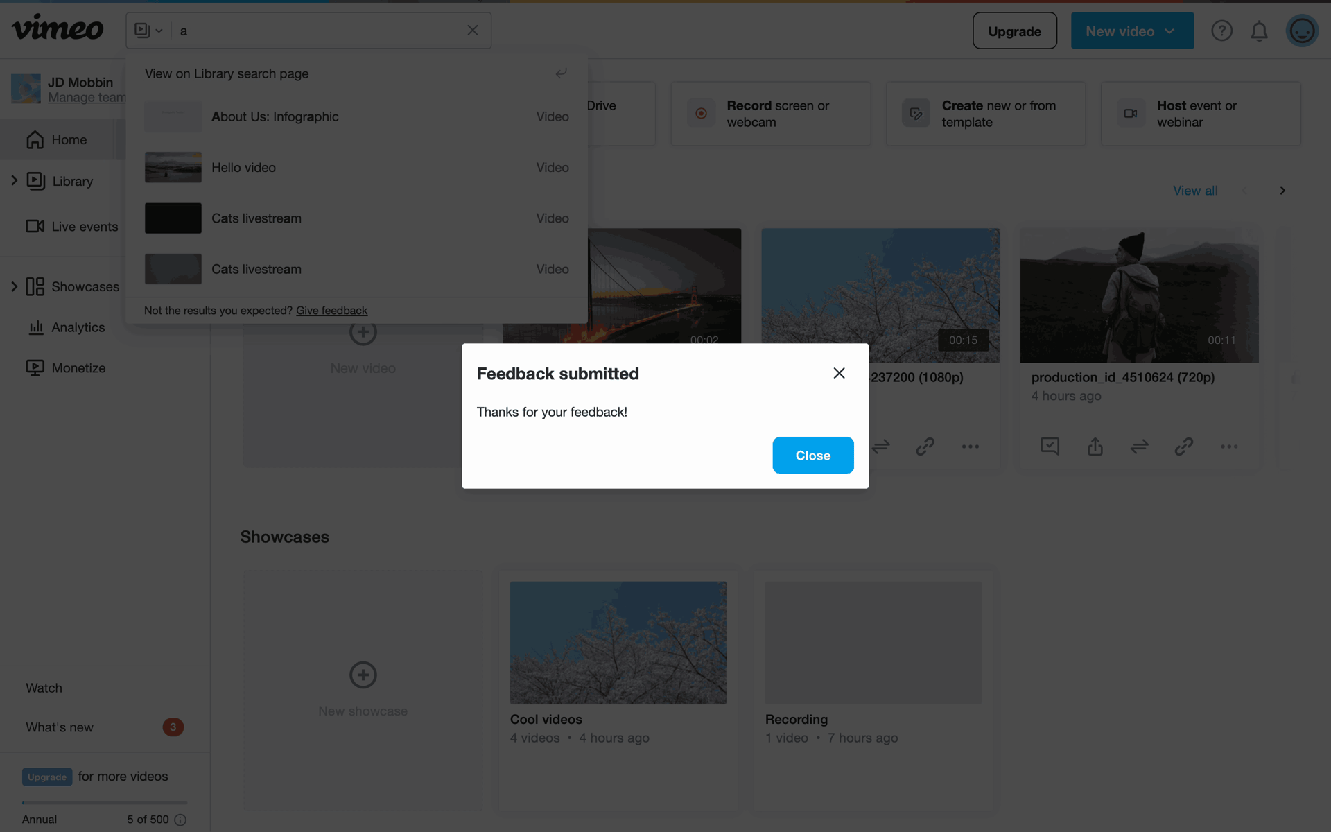 Vimeo Web Photo & Video interface screenshot 24