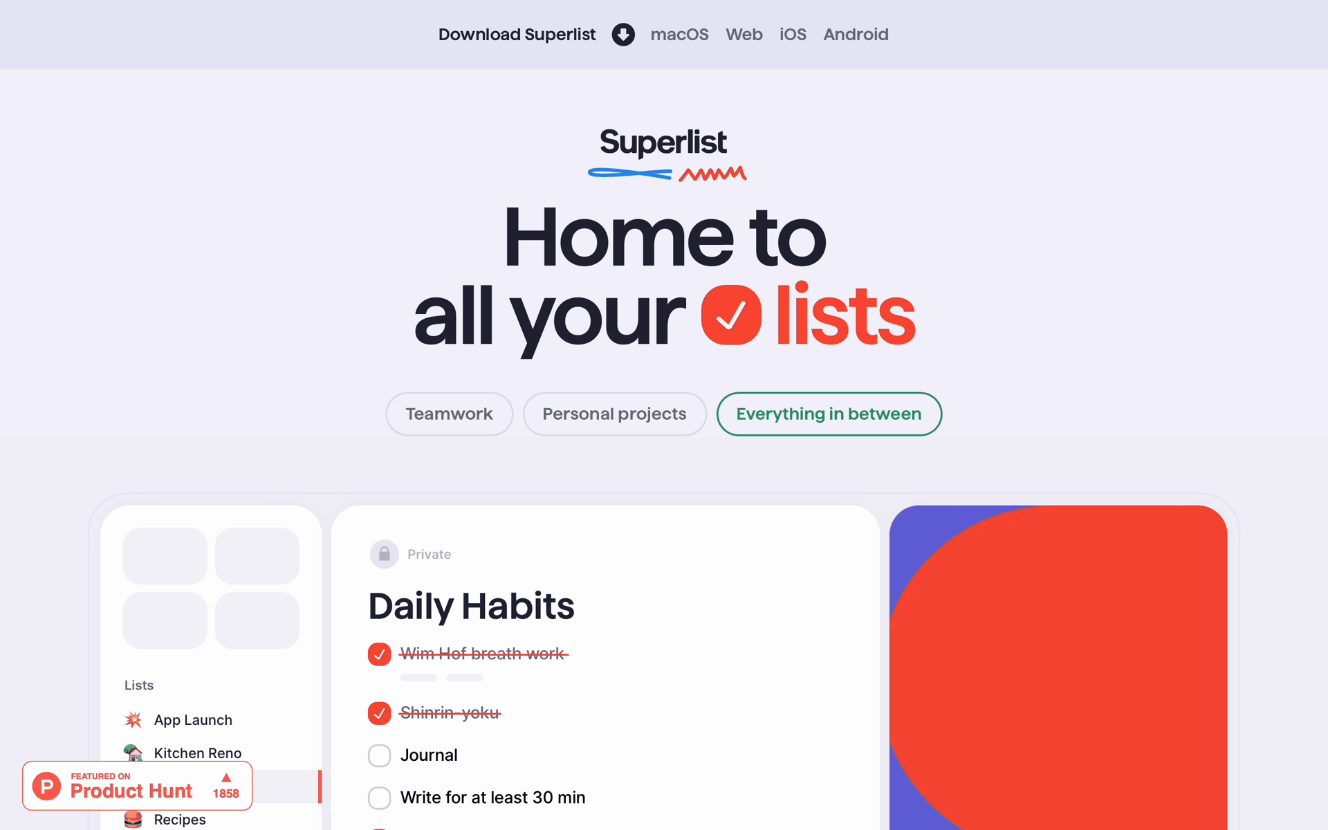 Superlist Web Productivity interface screenshot 24