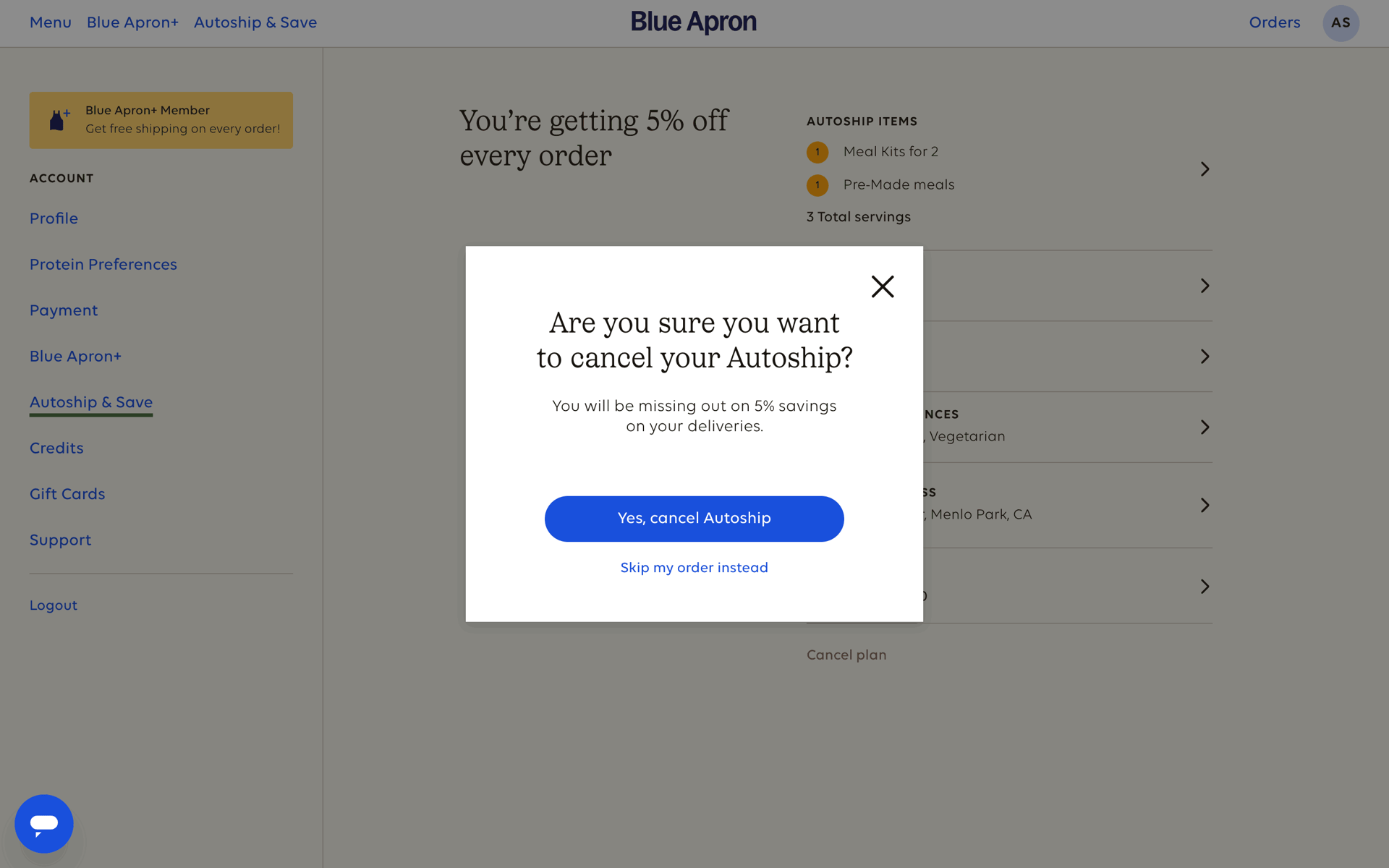 Blue Apron Web Shopping interface screenshot 21