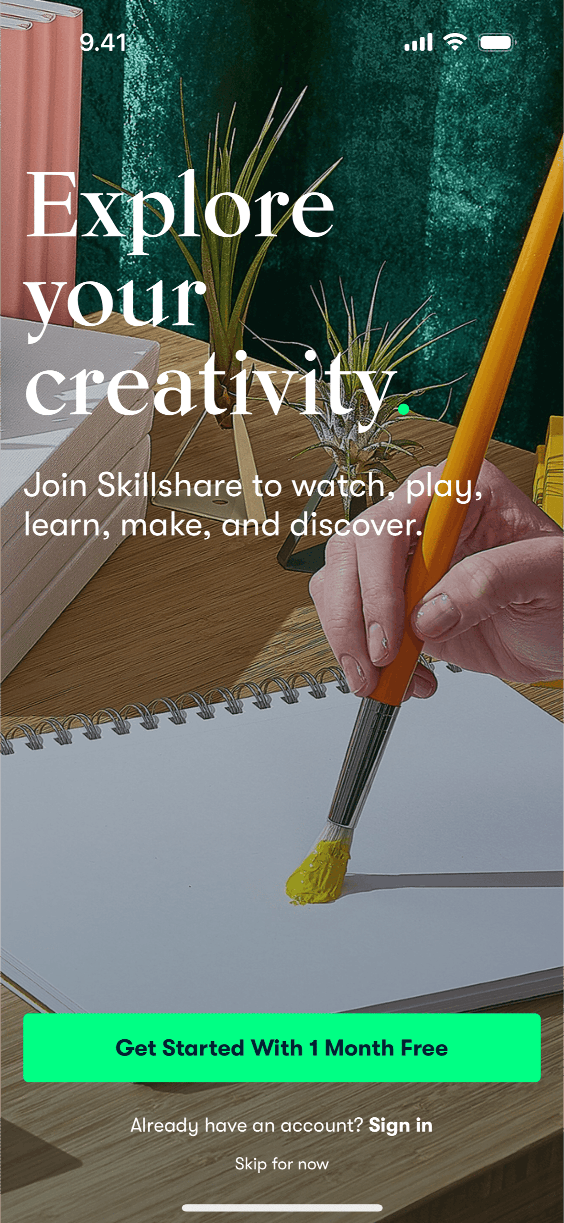 Skillshare iOS Education interface screenshot 1