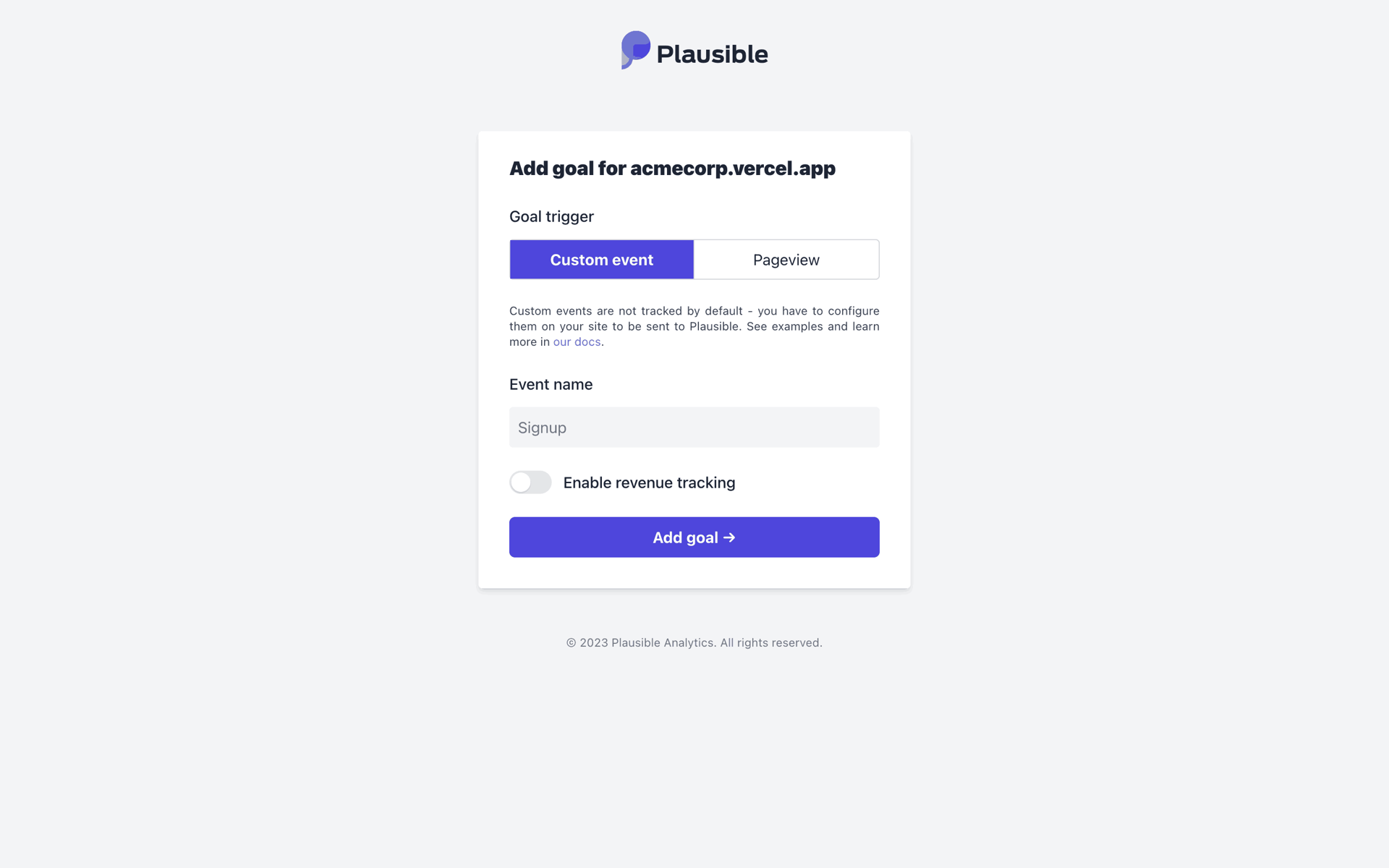 Plausible Analytics Web Business interface screenshot 8