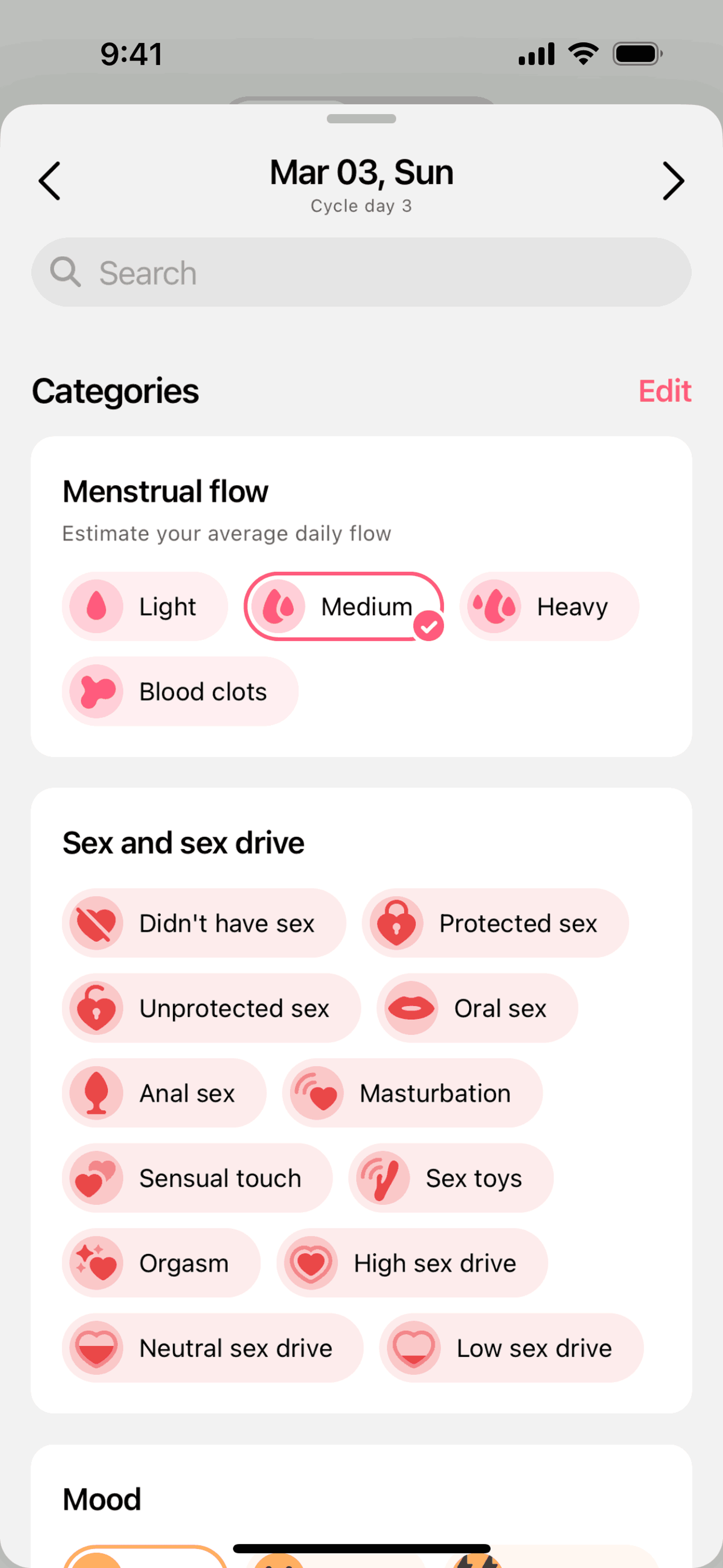 Flo iOS Health & Fitness interface screenshot 11