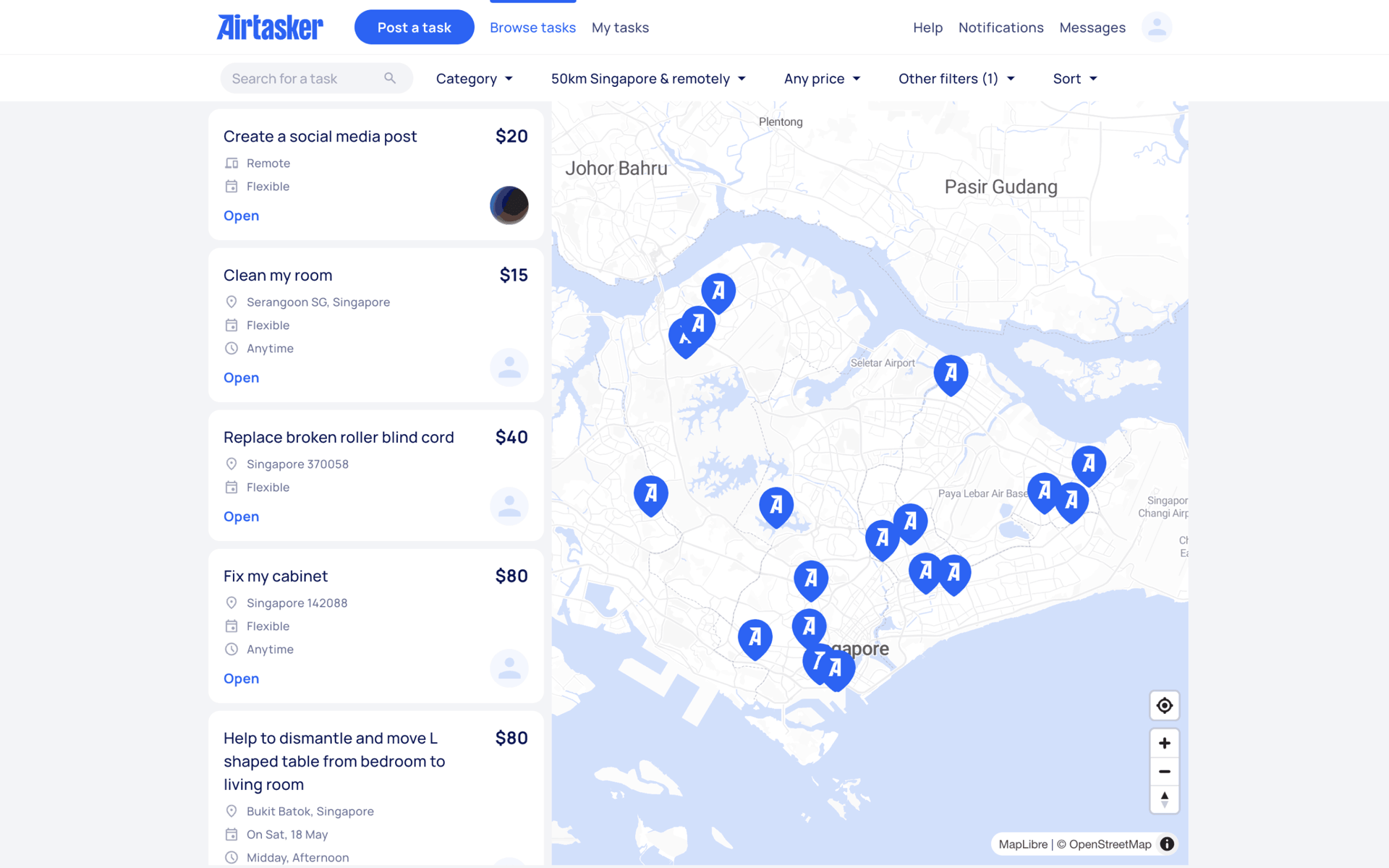 Airtasker Web Lifestyle interface screenshot 2