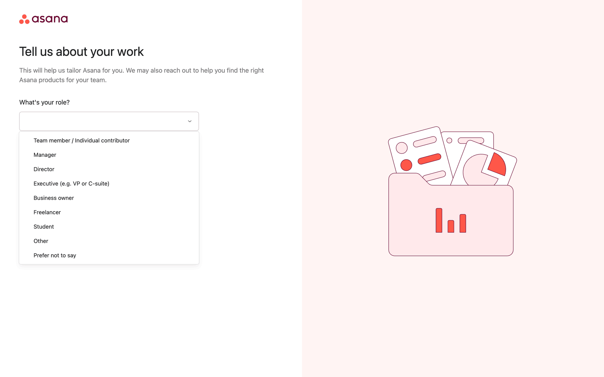 Completing onboarding on Asana (web) screen 3