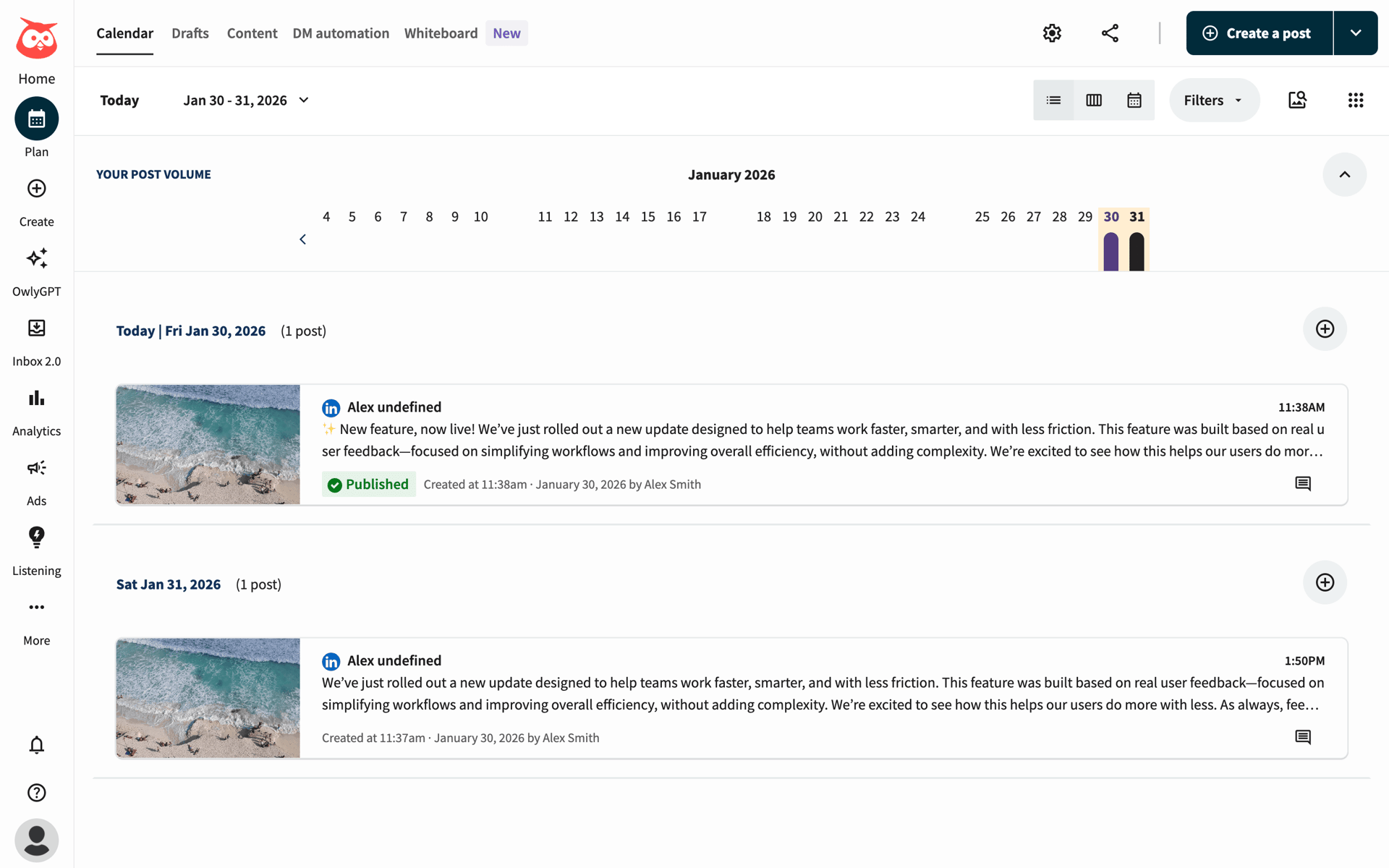 Hootsuite Web Business interface screenshot 2