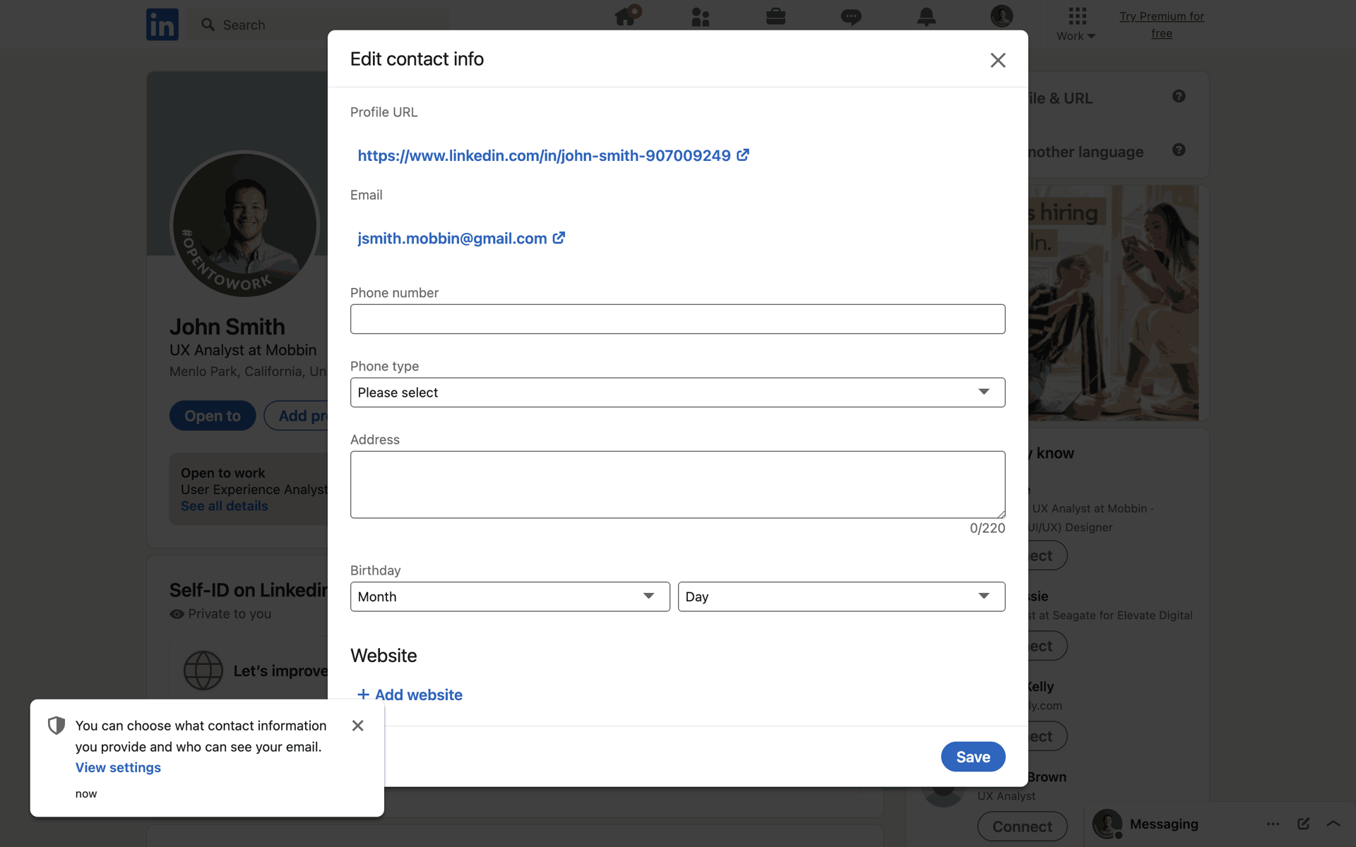 LinkedIn Web Business interface screenshot 24