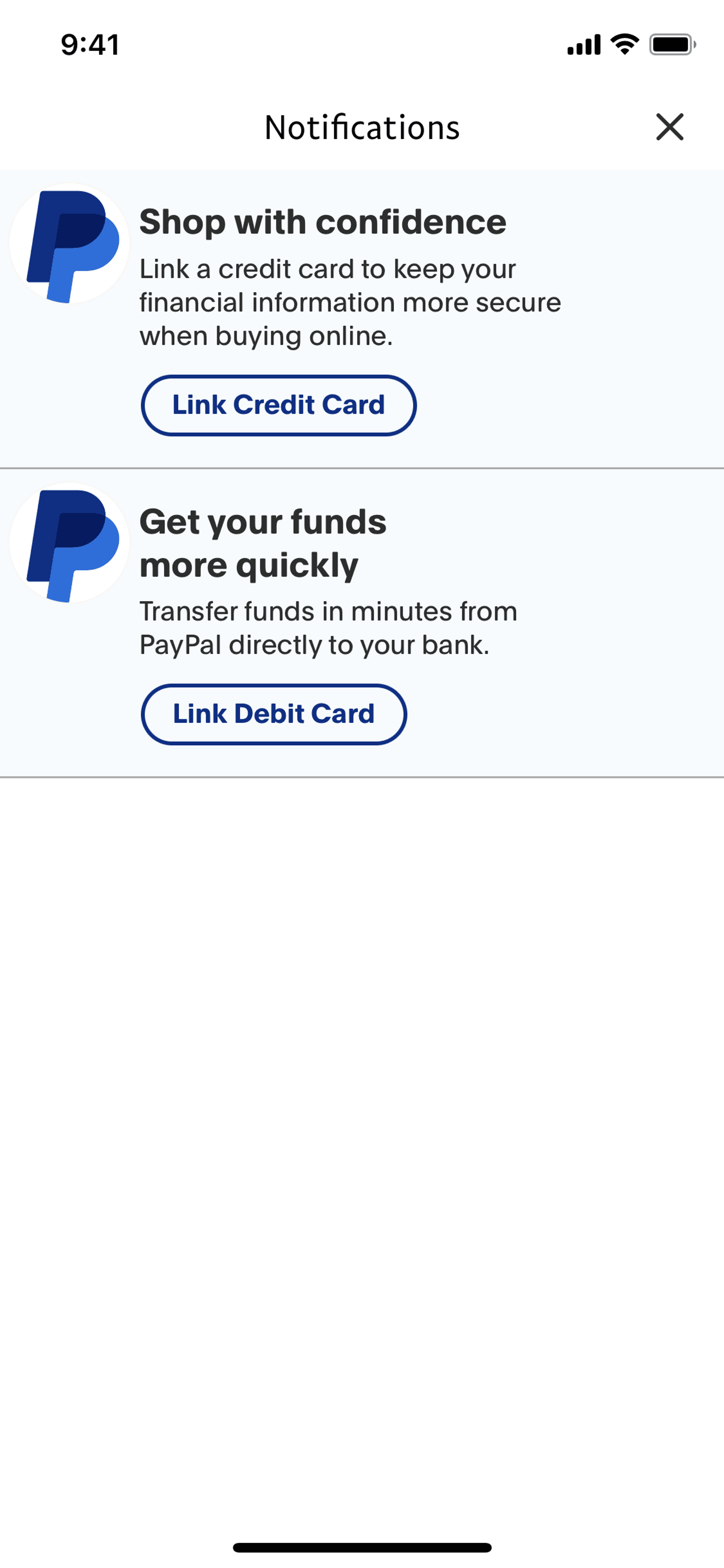 PayPal iOS Finance interface screenshot 22