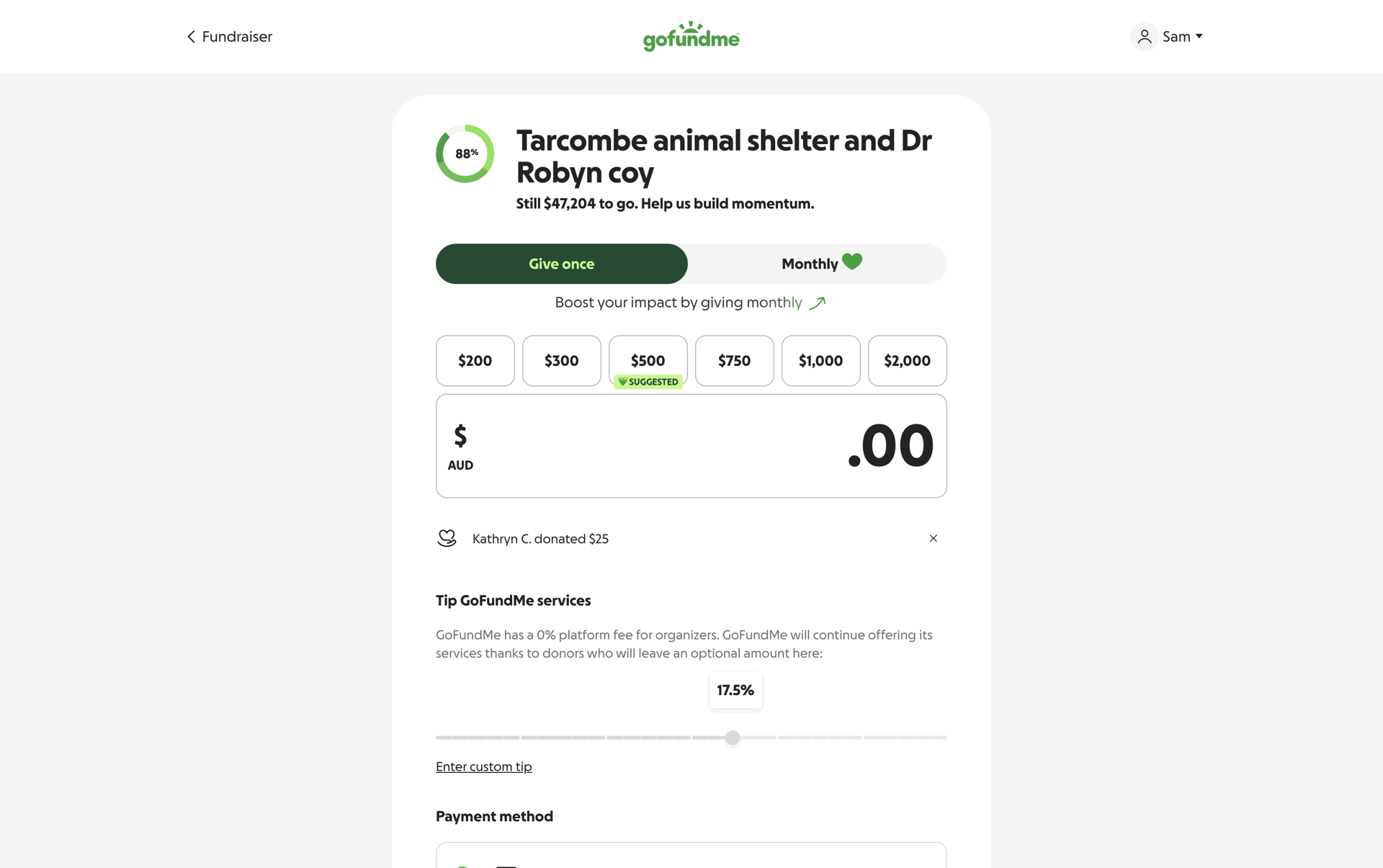 GoFundMe Web Finance interface screenshot 9