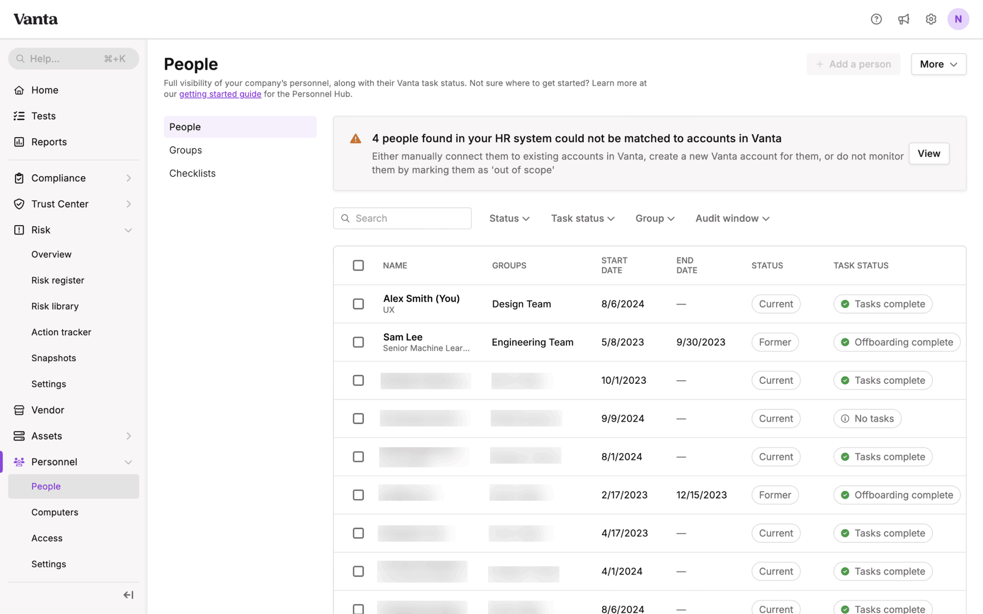 Vanta Web Business interface screenshot 2