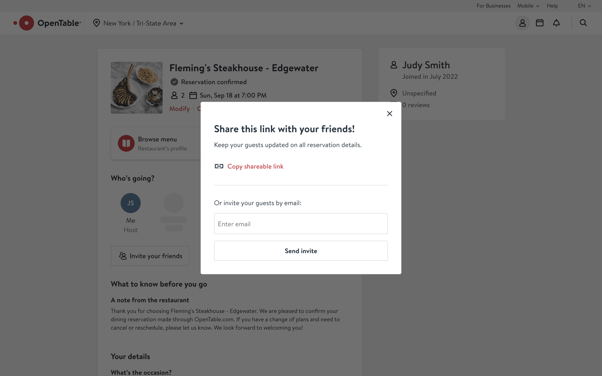 OpenTable Web Food & Drink interface screenshot 5