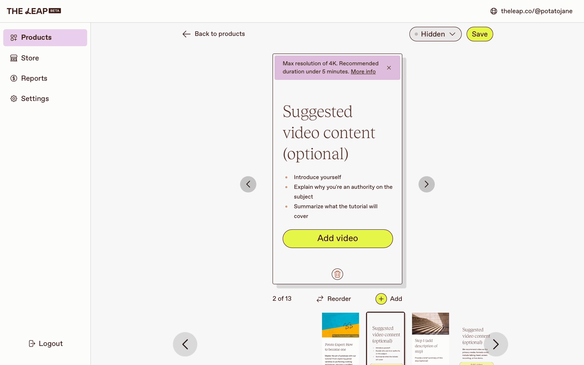 The Leap Web Business interface screenshot 10
