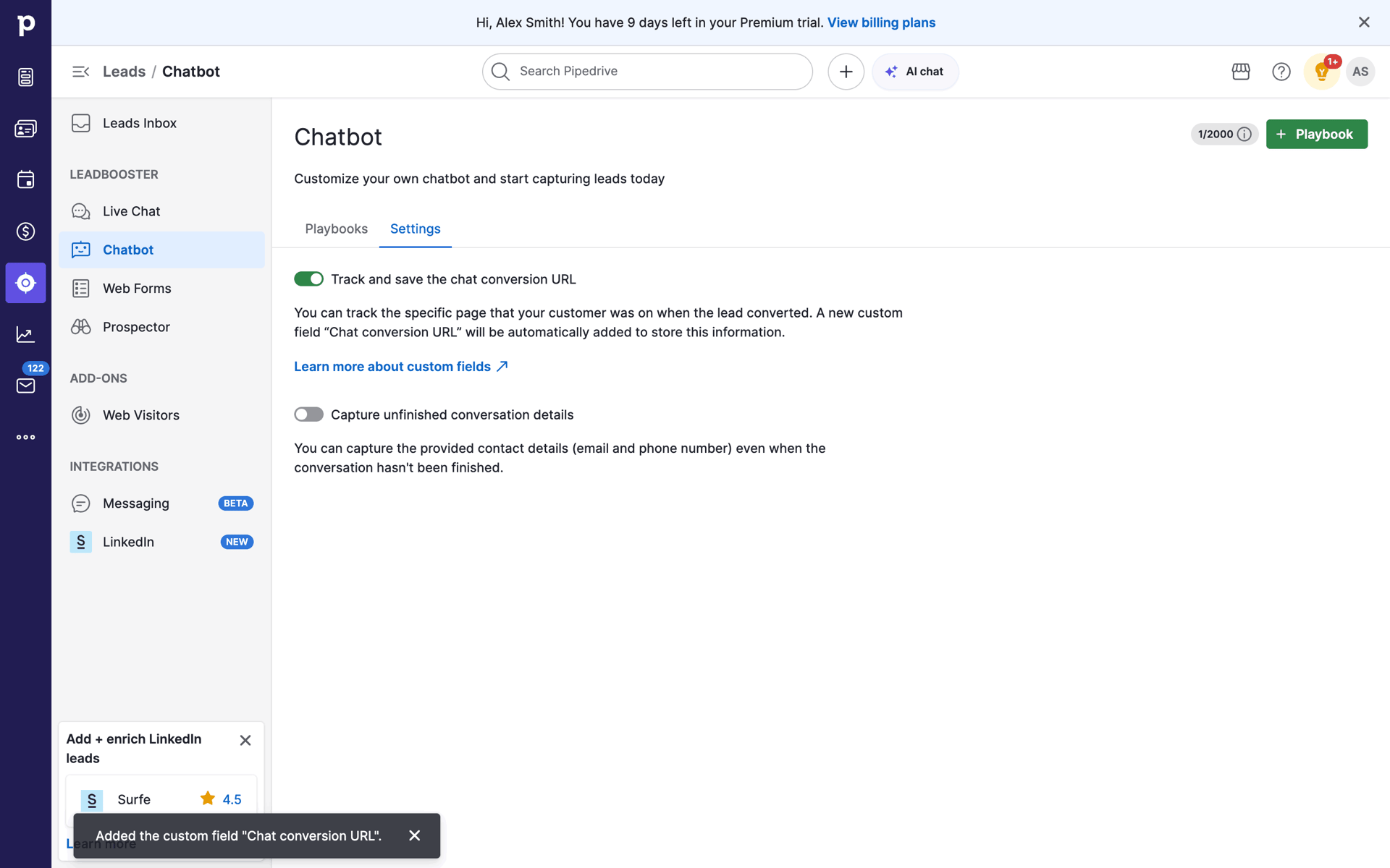 Pipedrive Web CRM interface screenshot 9