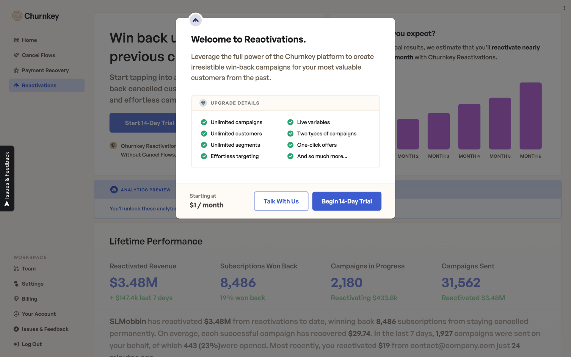 Churnkey Web Business interface screenshot 17
