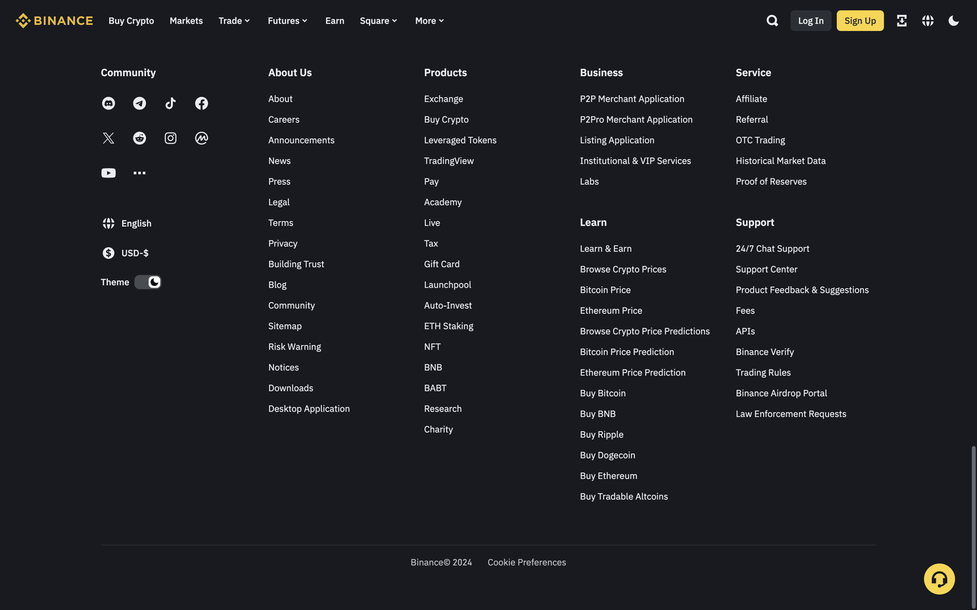 Binance Web Finance interface screenshot 6