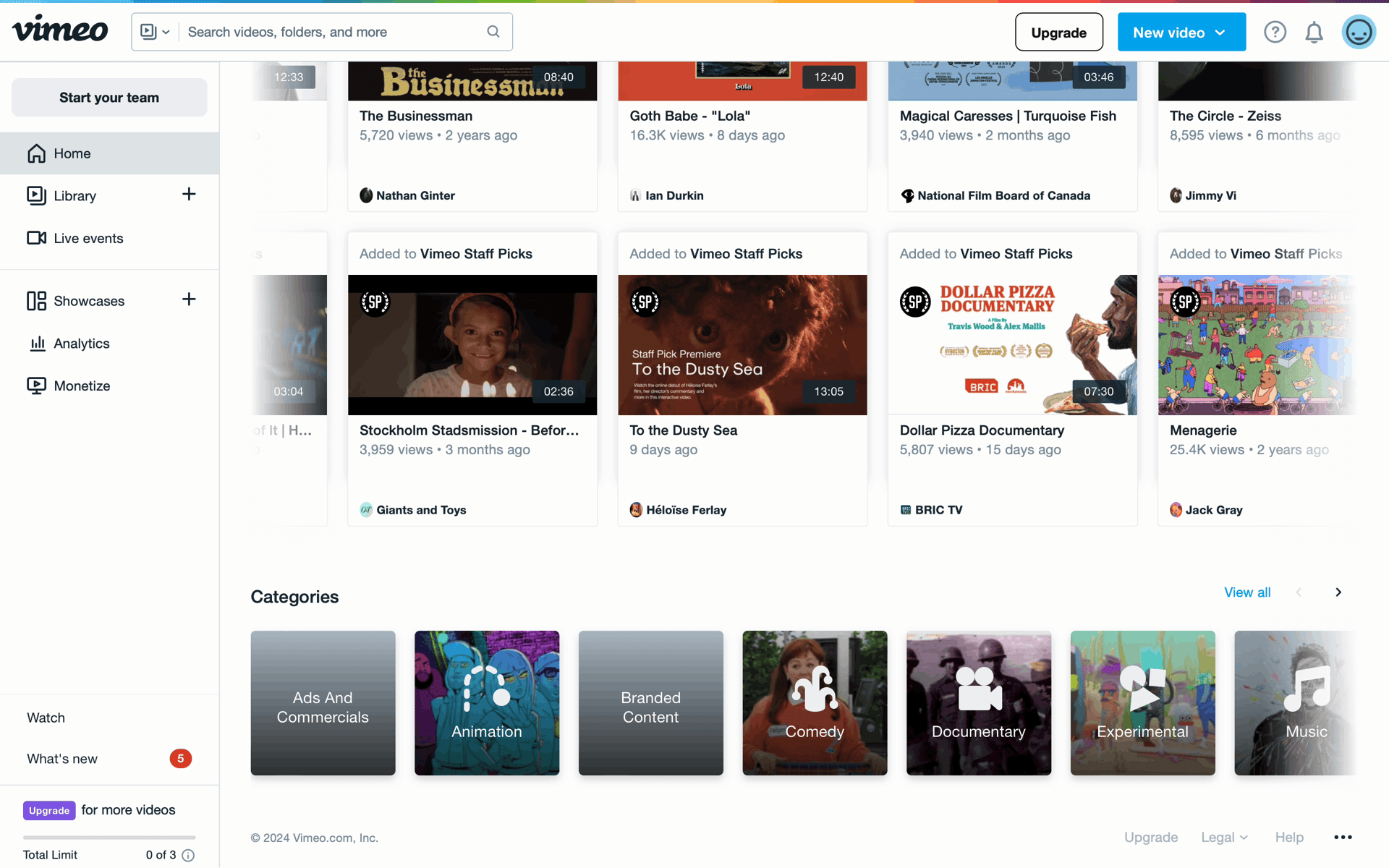Vimeo Web Photo & Video interface screenshot 14