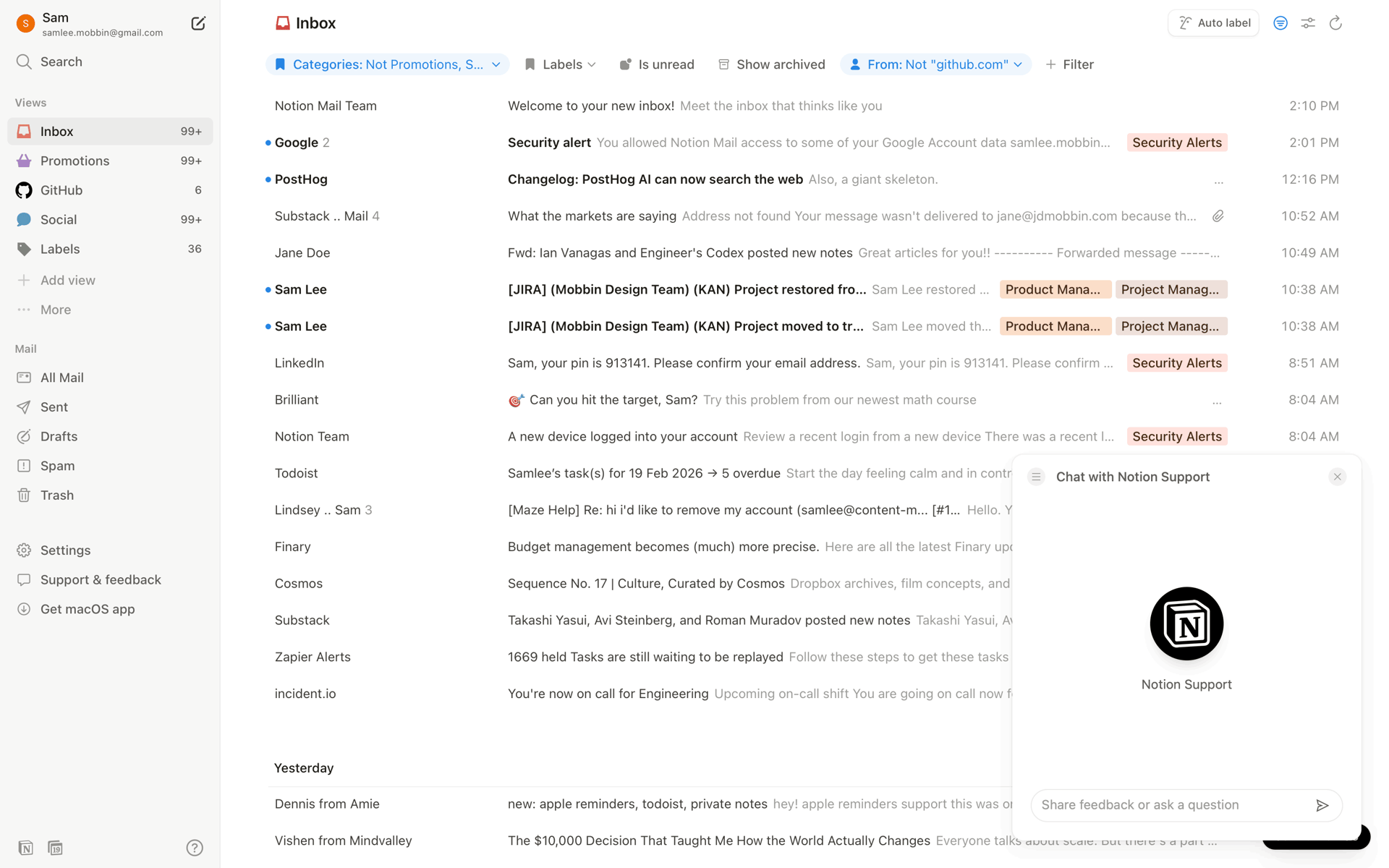 Notion Mail Web Productivity interface screenshot 2
