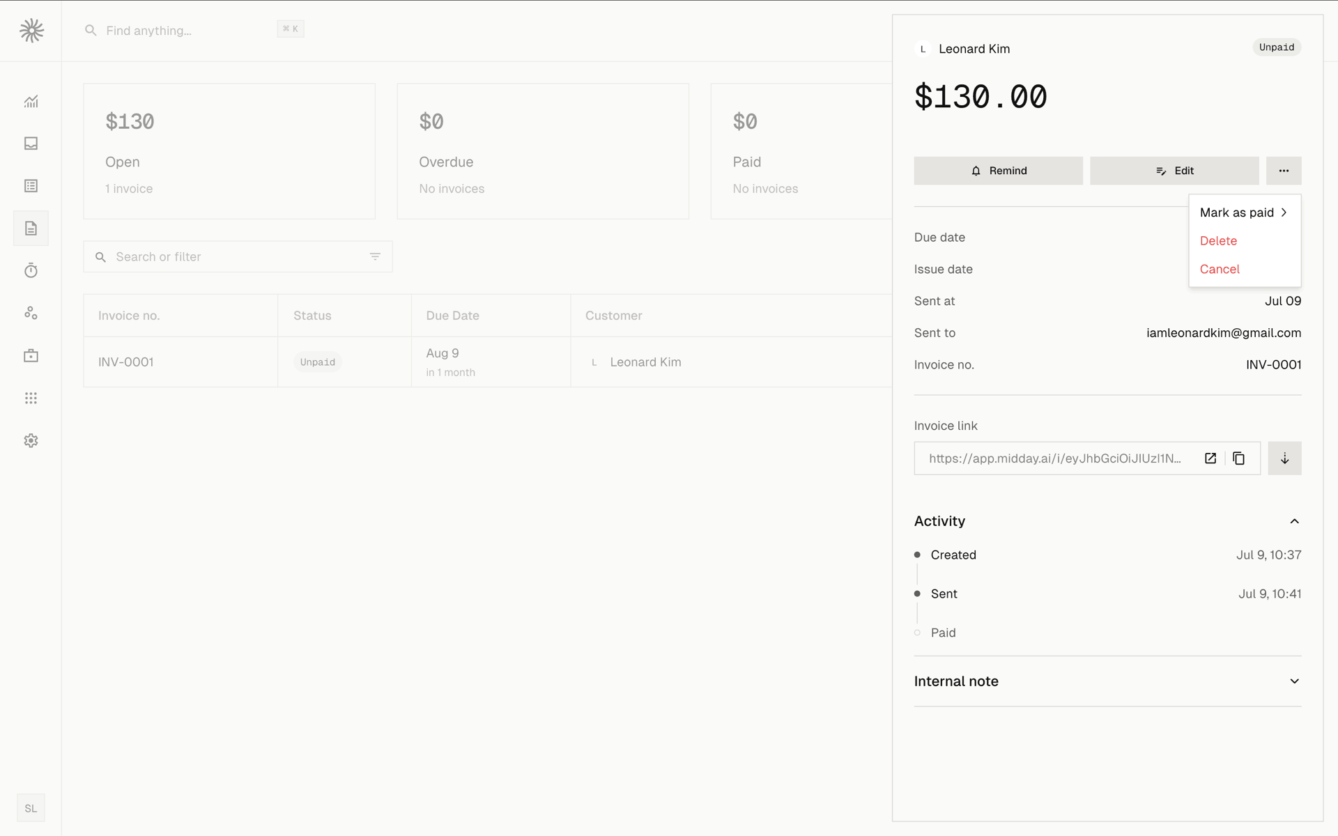 Midday Web Finance interface screenshot 12