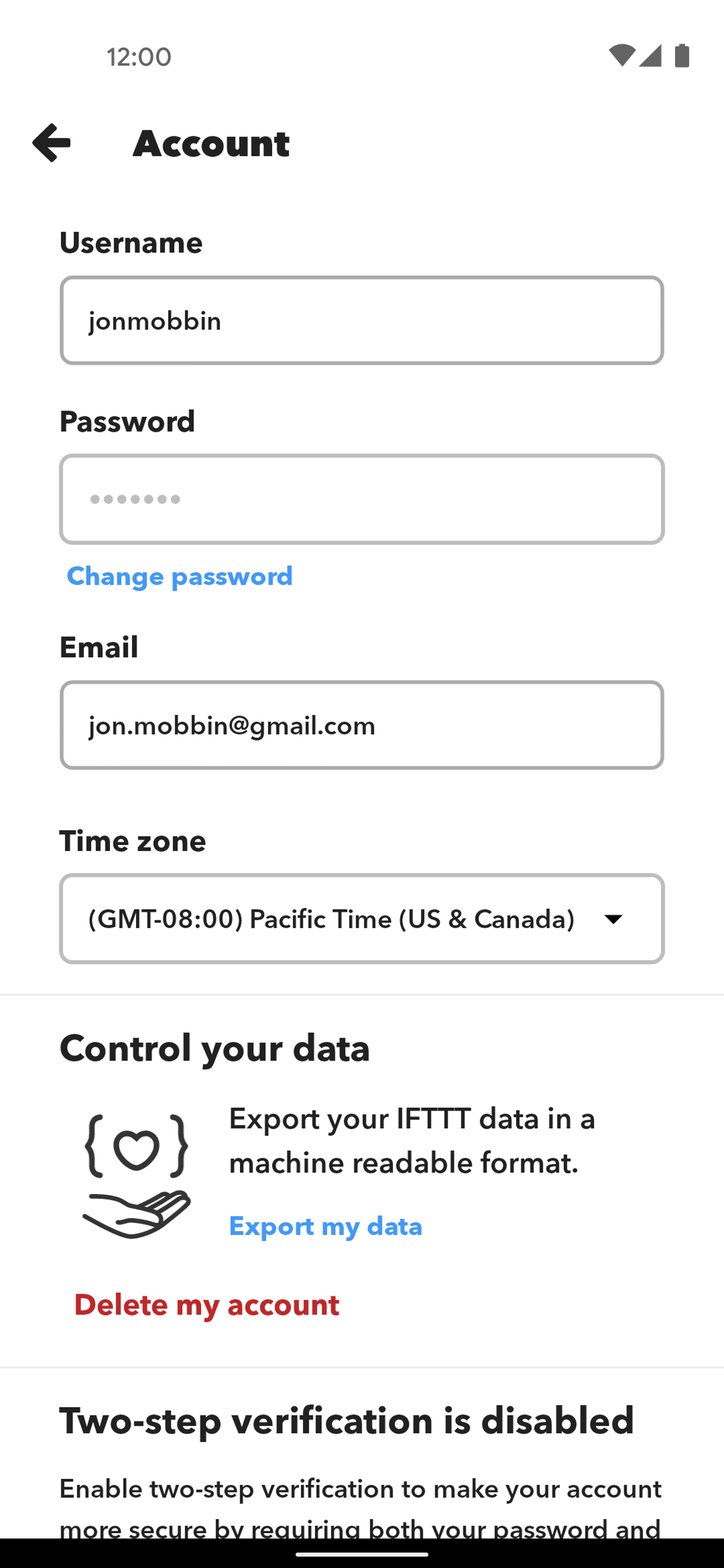 IFTTT Android Productivity interface screenshot 11
