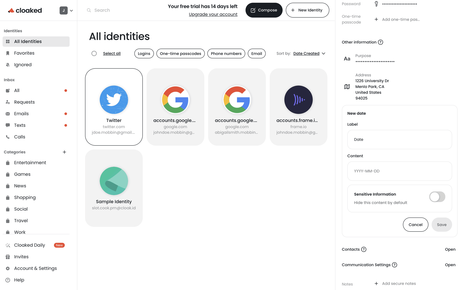 Cloaked Web Productivity interface screenshot 6