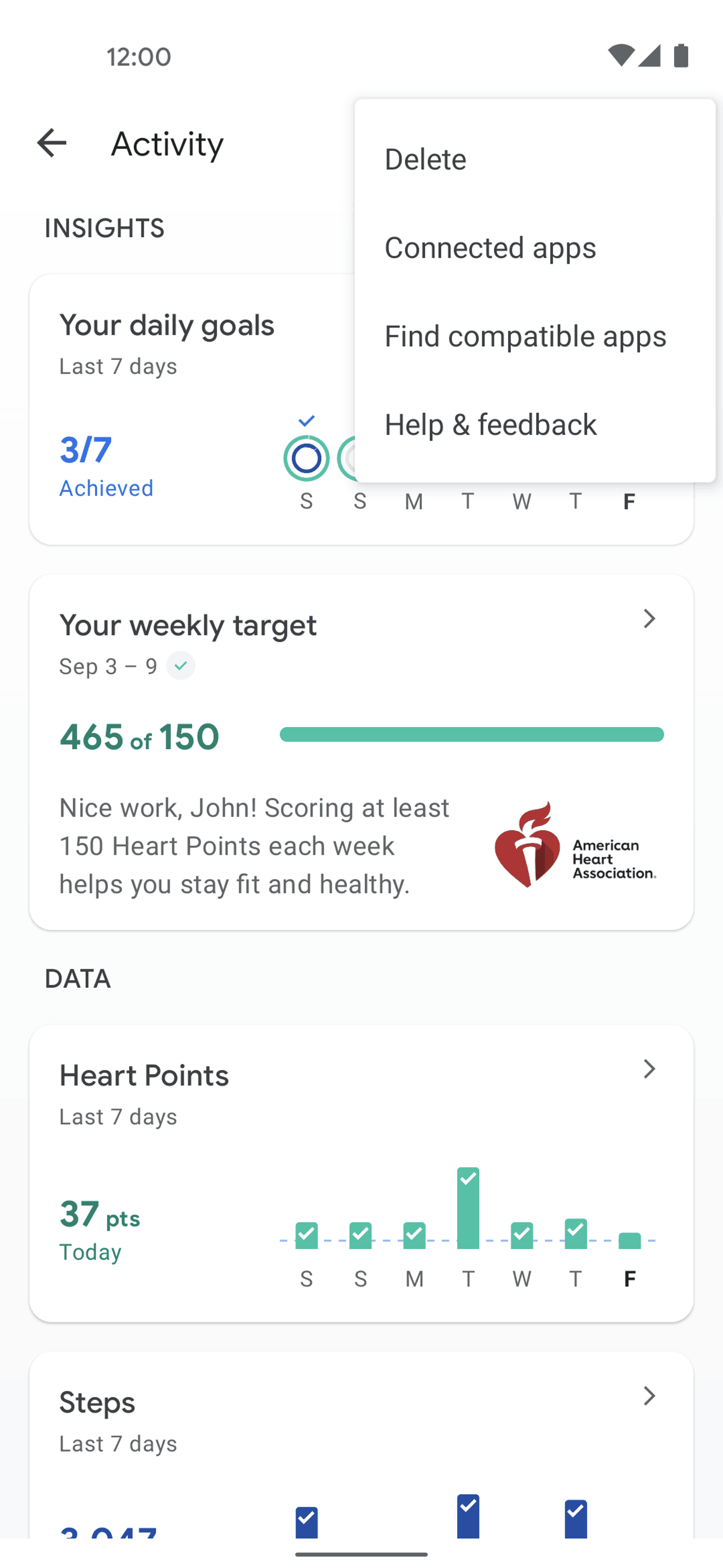 Google Fit Android Health & Fitness interface screenshot 12