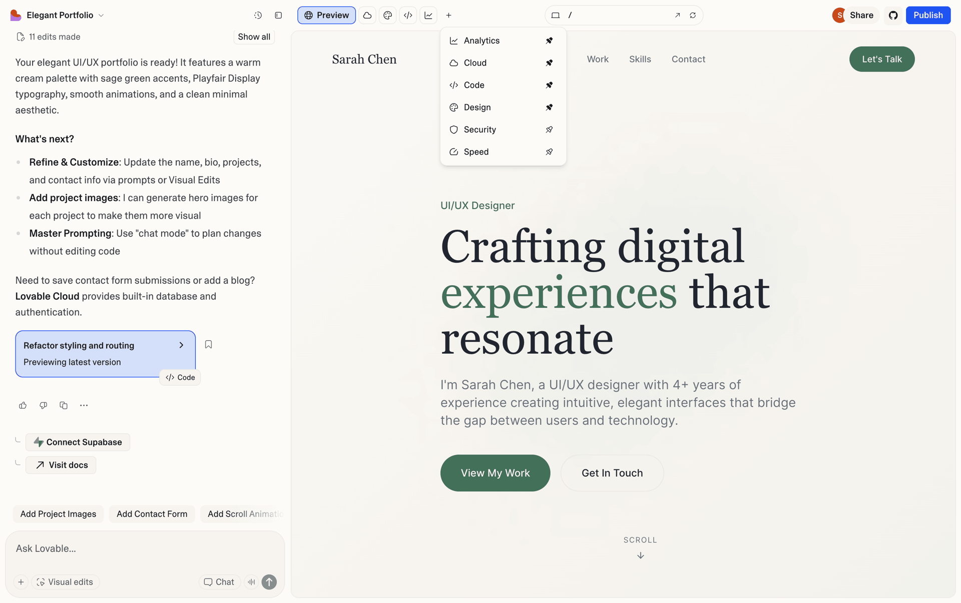 Lovable Web Developer Tools interface screenshot 6