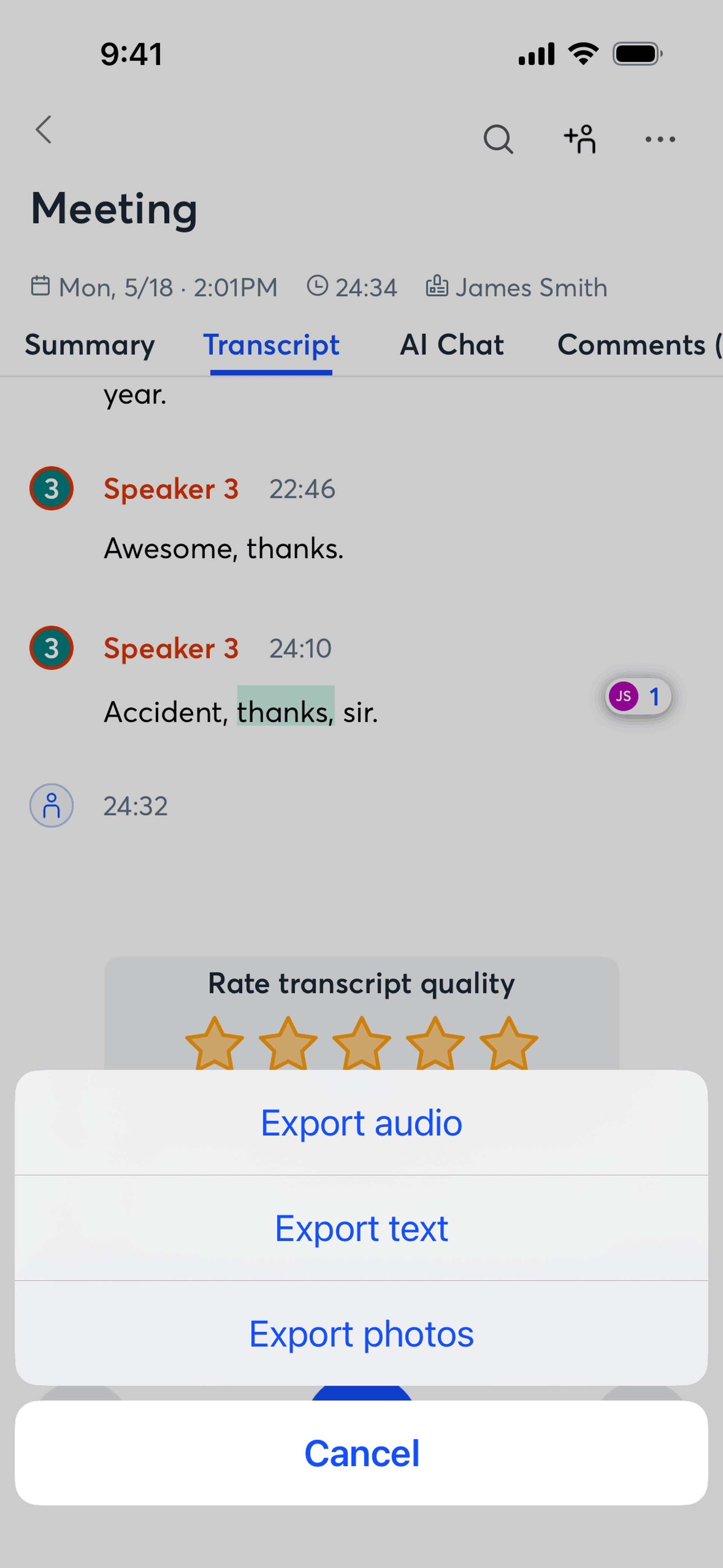 Otter.ai iOS AI interface screenshot 20