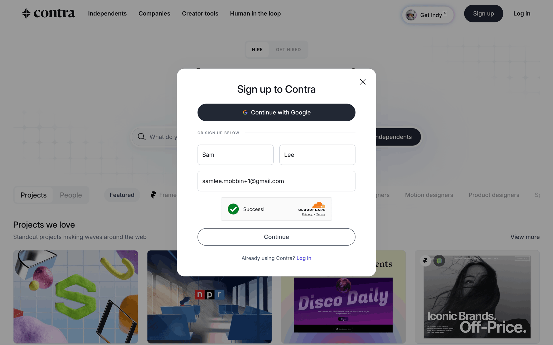Onboarding (freelancer) on Contra (web) screen 3