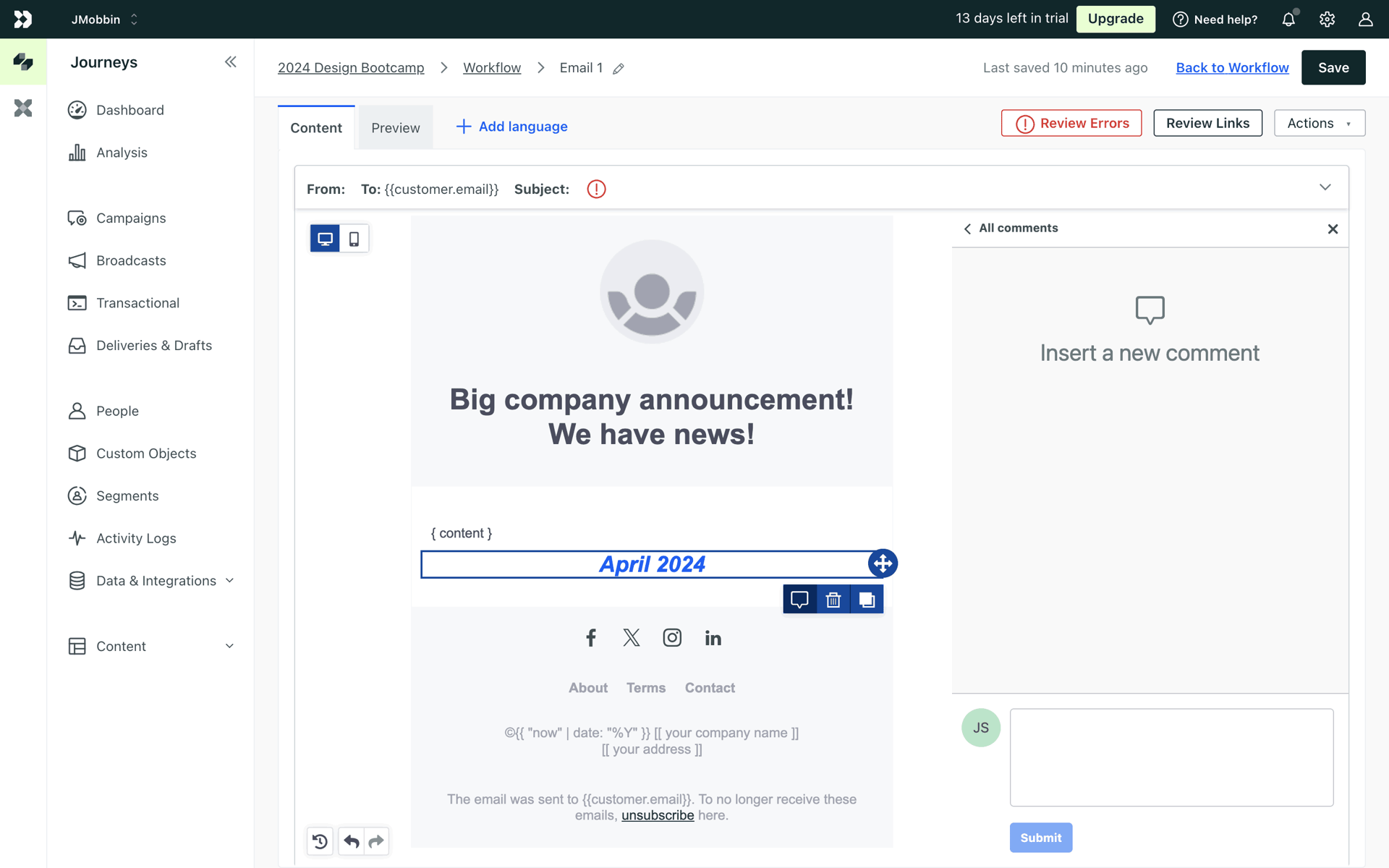 Customer.io Web Business interface screenshot 23