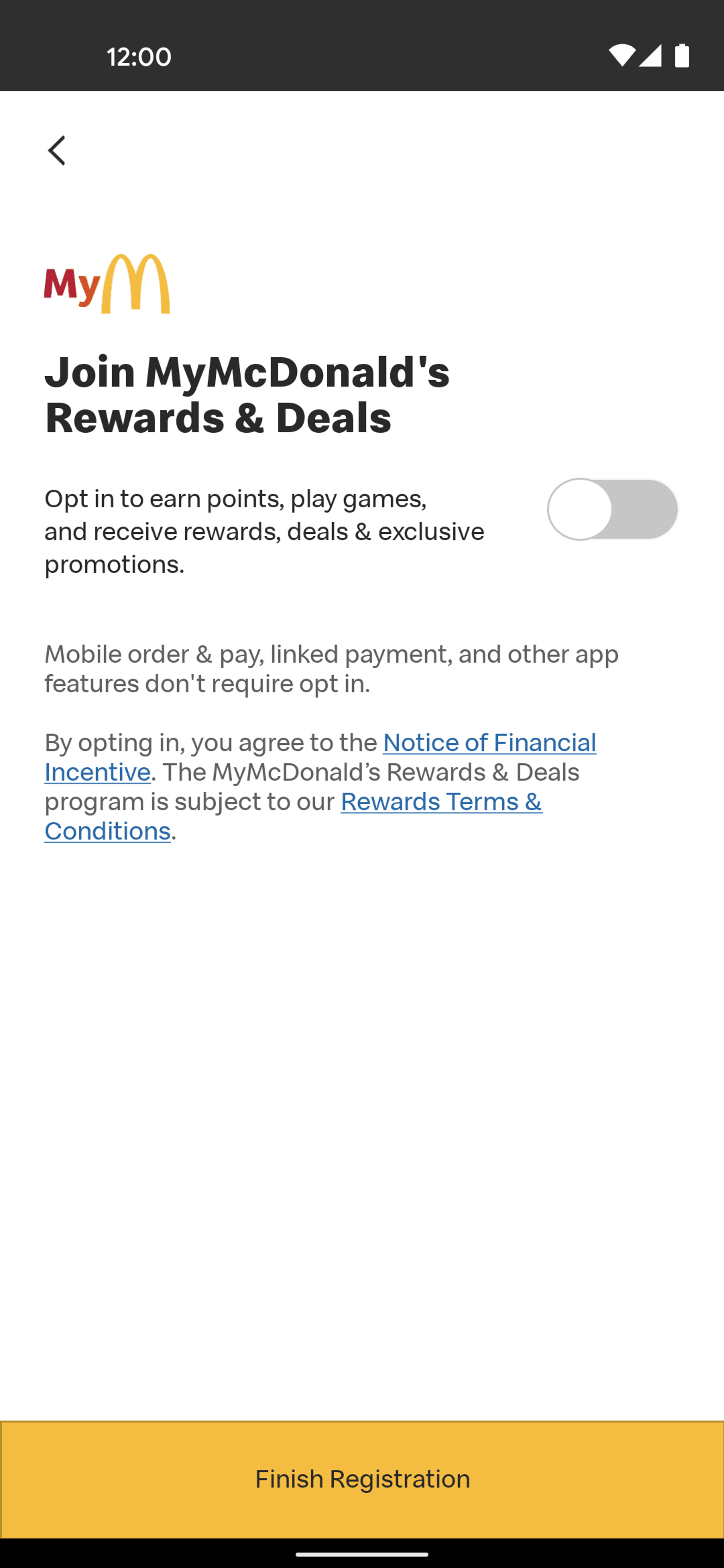 McDonald's Android Food & Drink interface screenshot 9