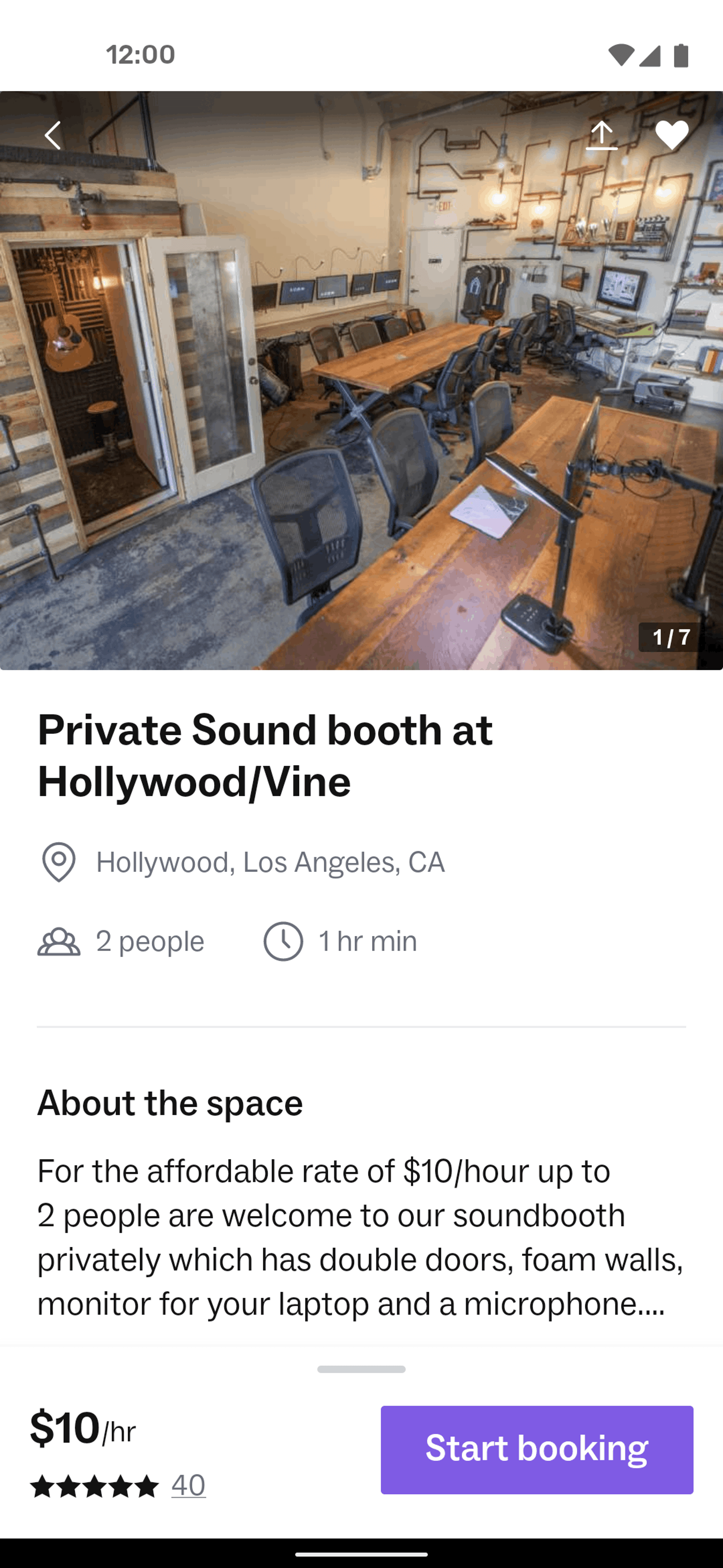Peerspace Android Lifestyle interface screenshot 2