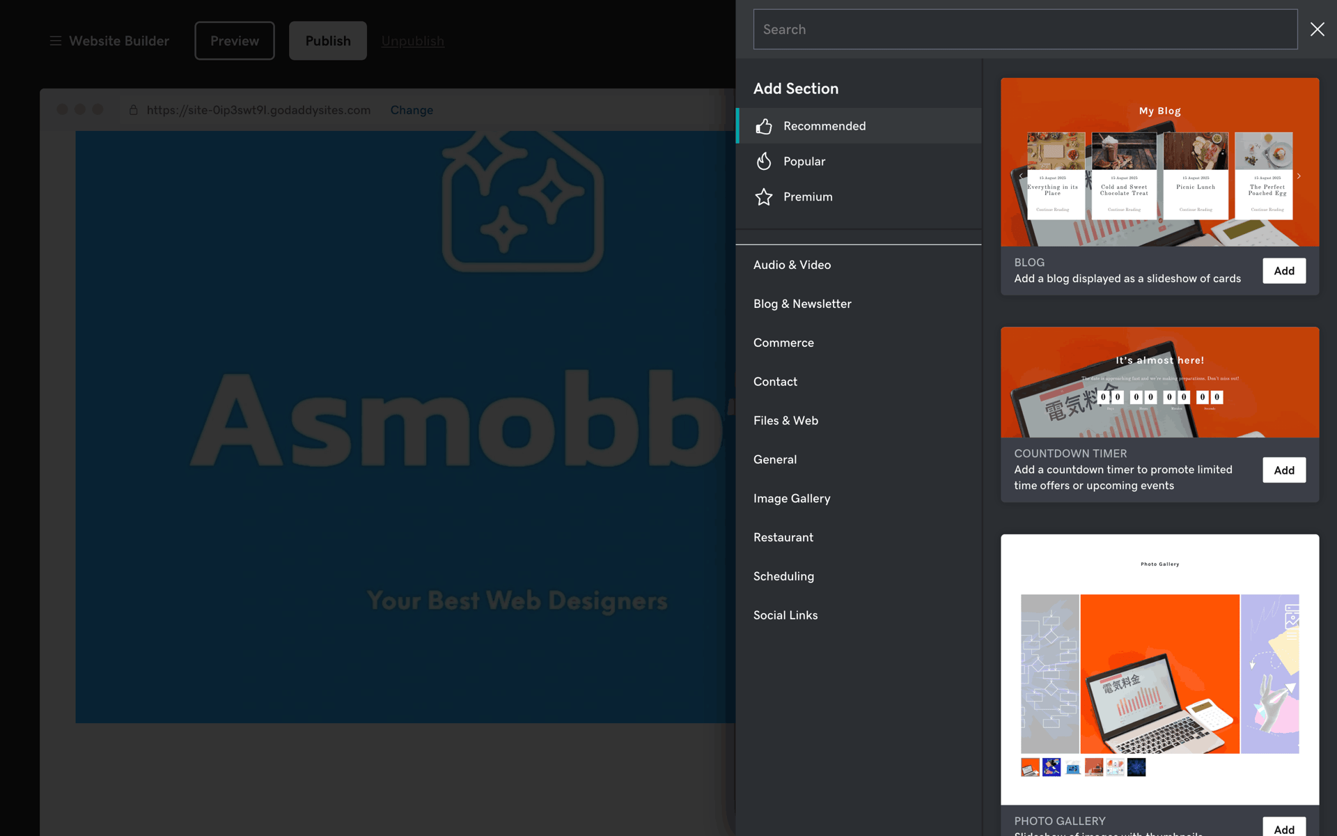 GoDaddy Web Developer Tools interface screenshot 14