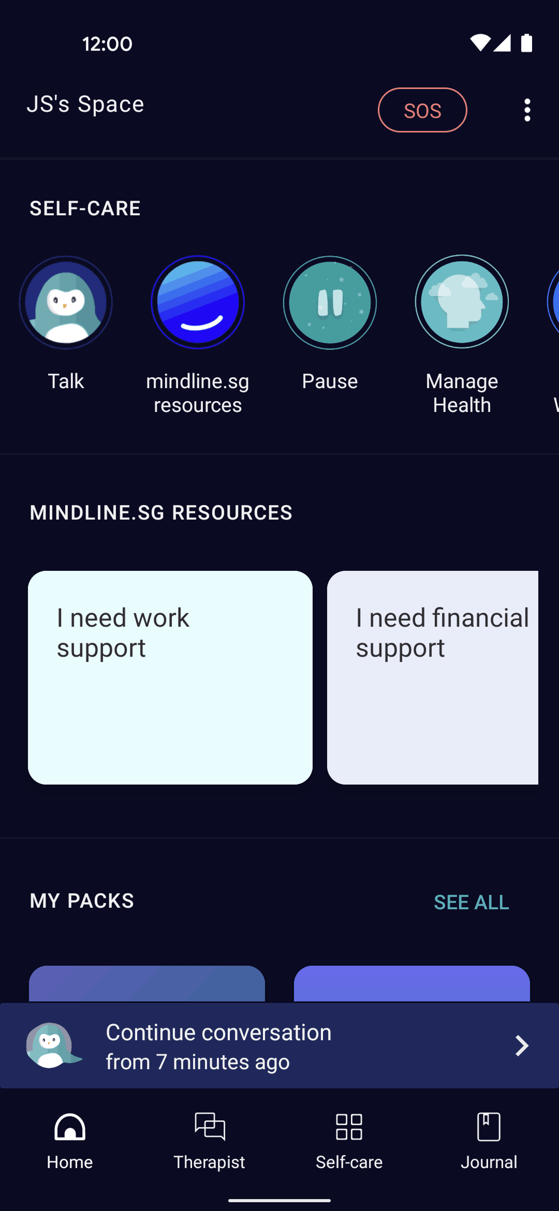 Wysa Android AI interface screenshot 8